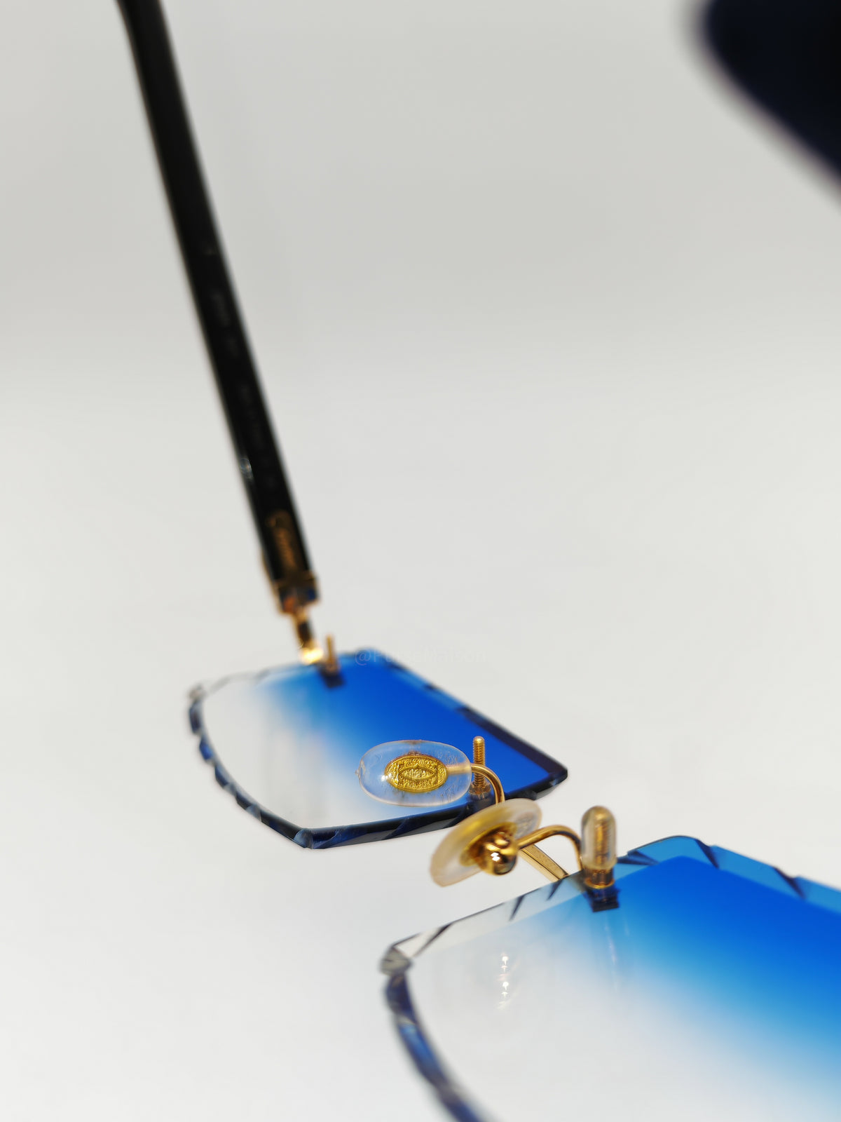 Cartier Rimless Sunglasses with Blue Gradient Diamond-Cut Lenses