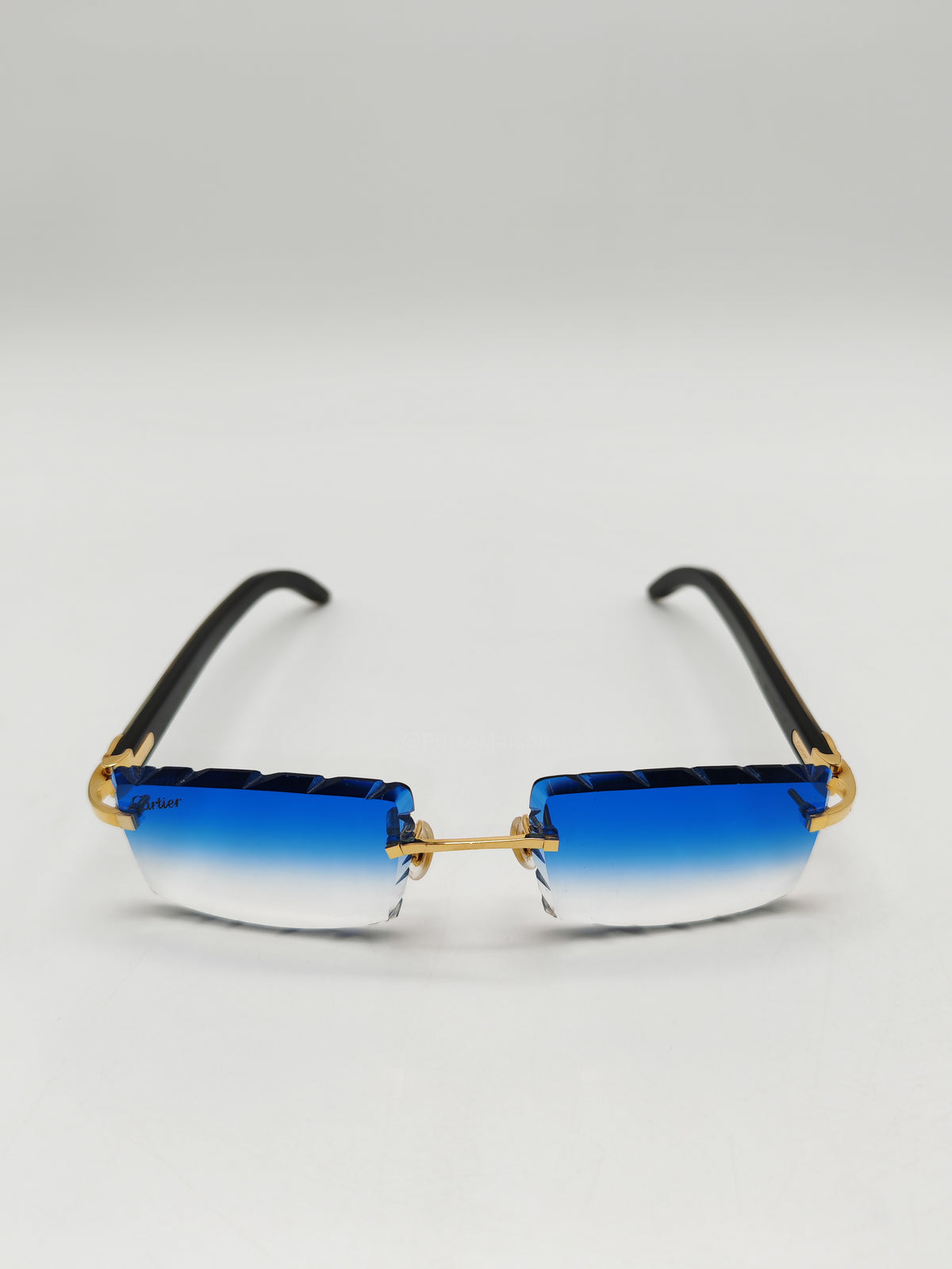 Cartier Rimless Sunglasses with Blue Gradient Diamond-Cut Lenses