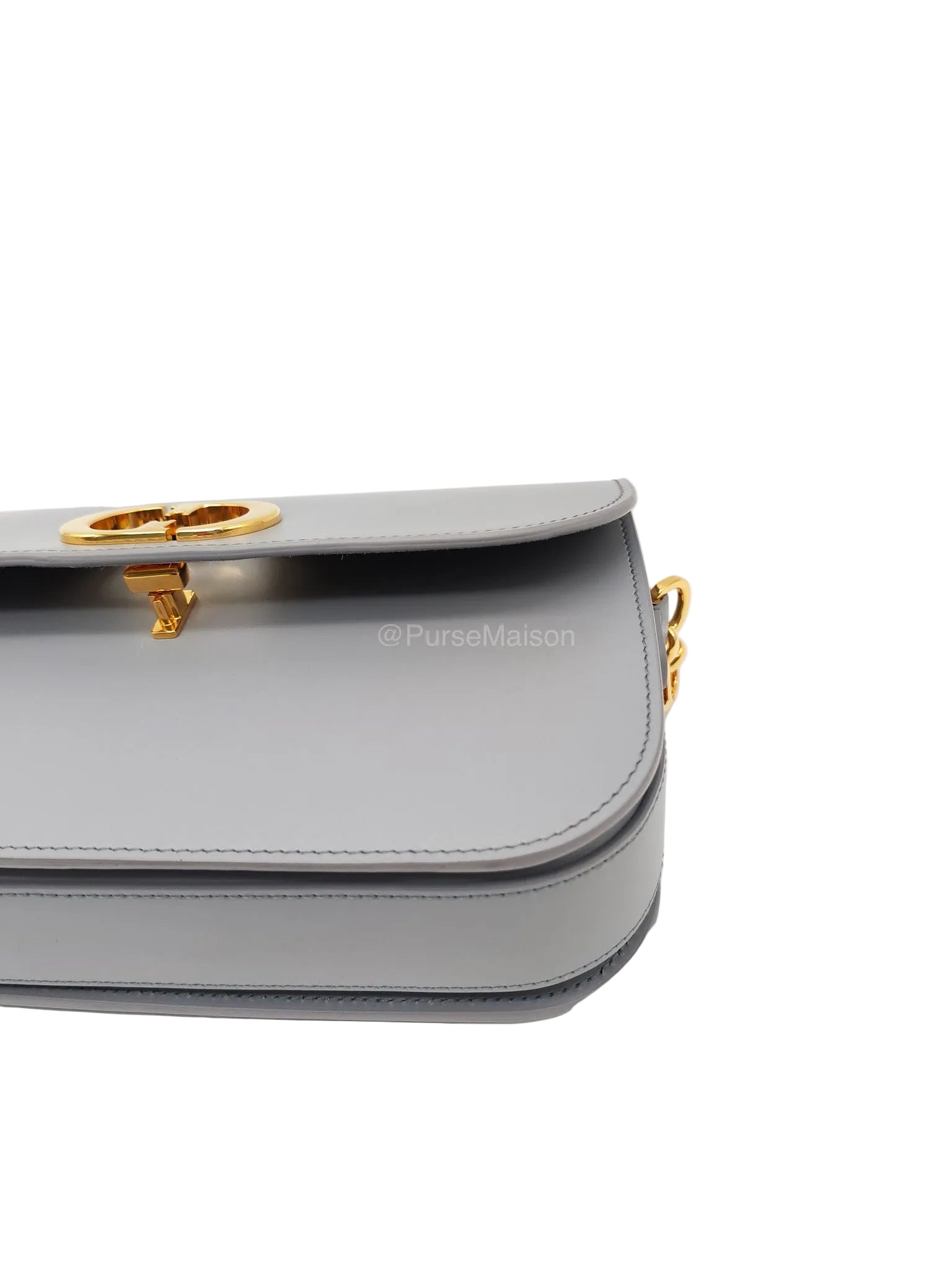Christian Dior 30 Montaigne Avenue East West in Light Gray Smooth Calfskin Leather Chain Bag