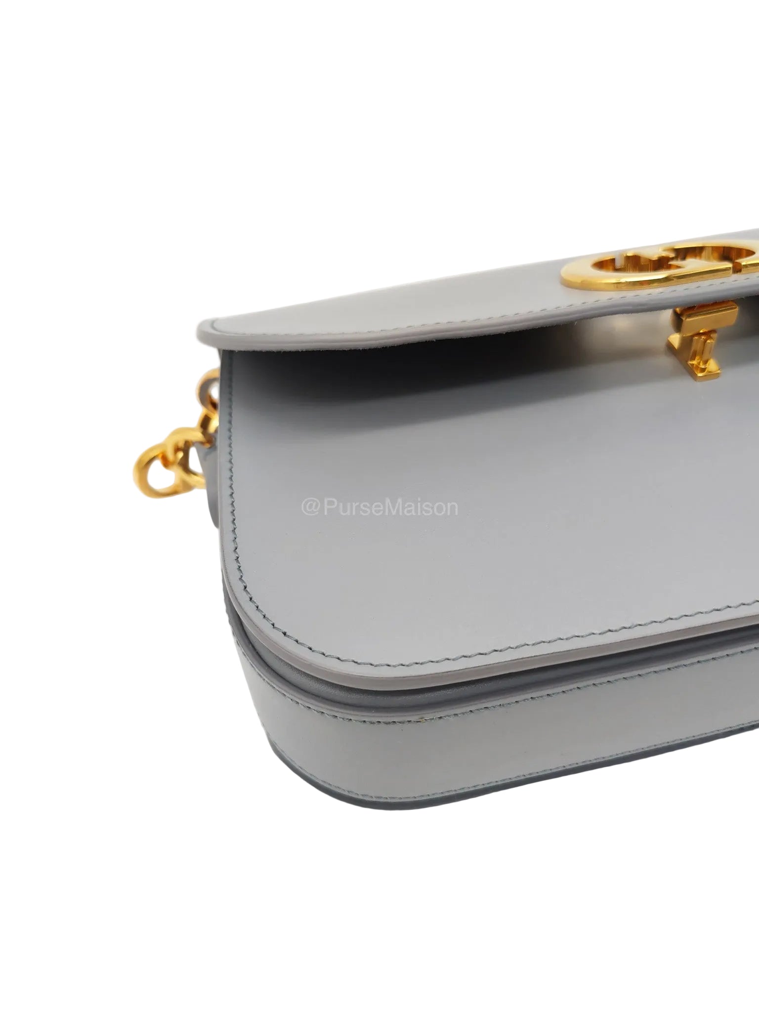 Christian Dior 30 Montaigne Avenue East West in Light Gray Smooth Calfskin Leather Chain Bag