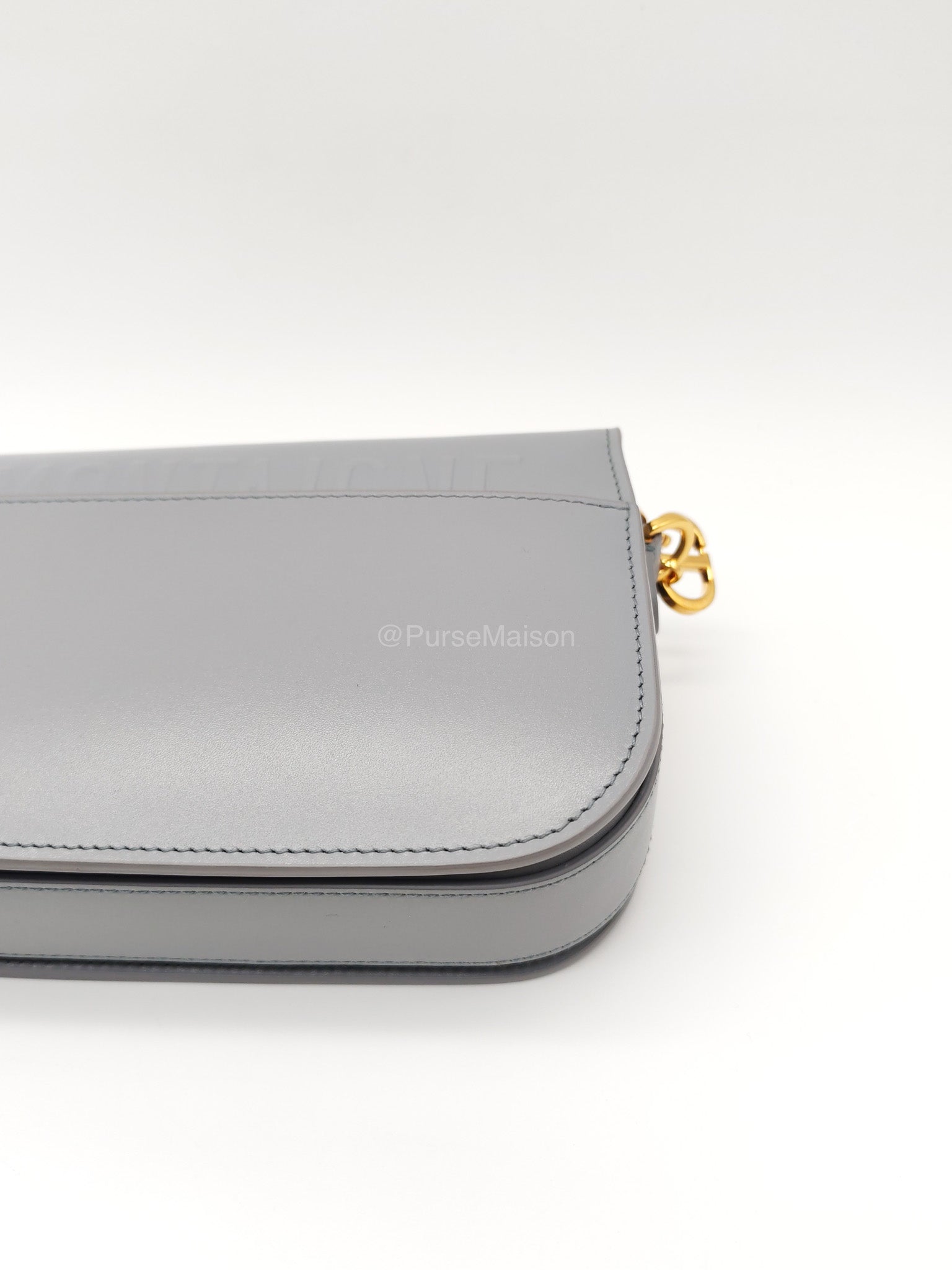 Christian Dior 30 Montaigne Avenue East West in Light Gray Smooth Calfskin Leather Chain Bag