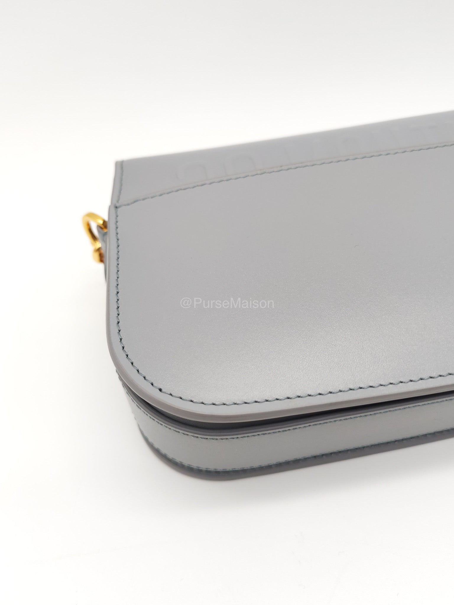 Christian Dior 30 Montaigne Avenue East West in Light Gray Smooth Calfskin Leather Chain Bag