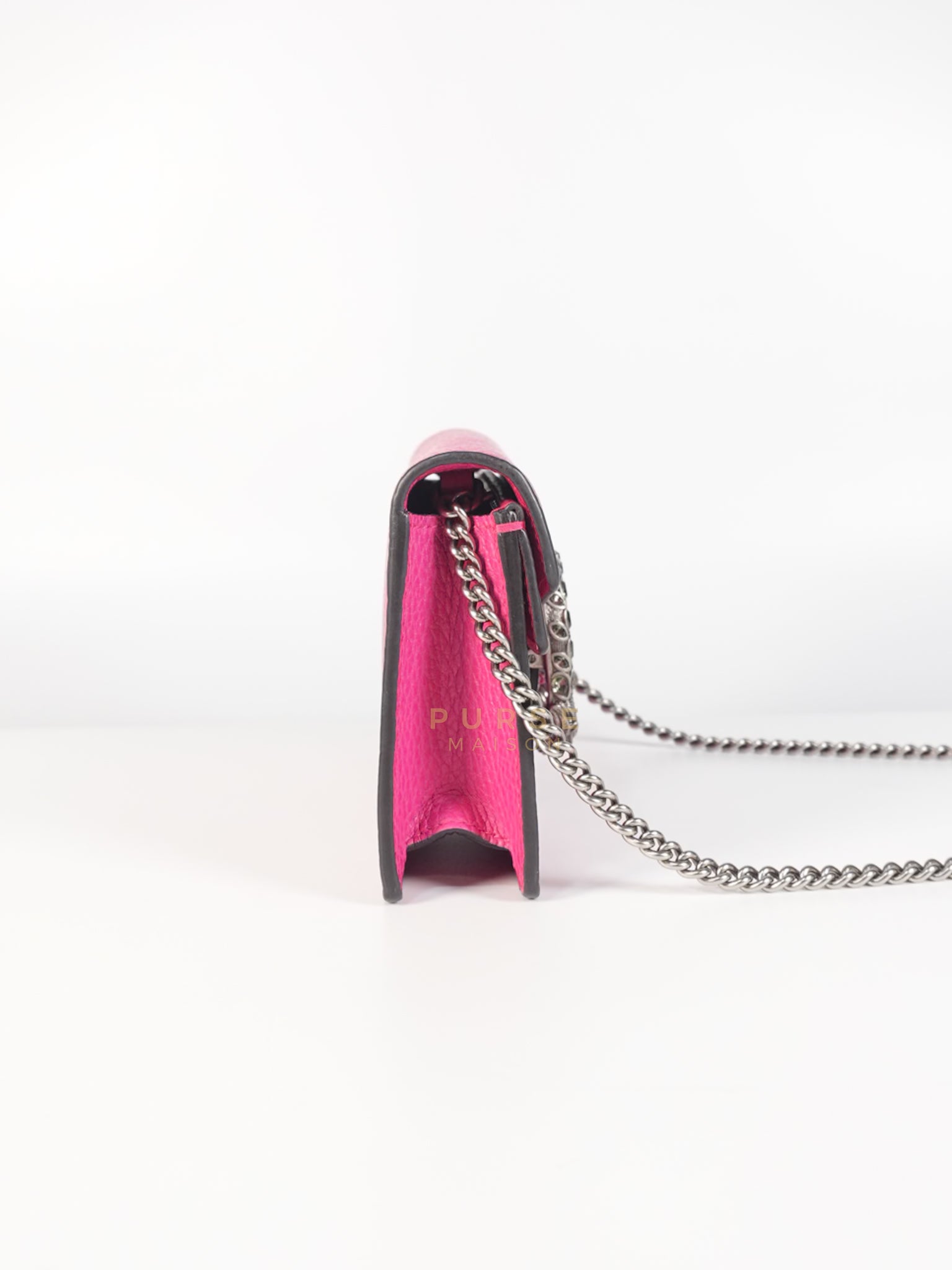 Super Mini Dionysus in Pink Grained Calfskin Leather Chain Bag