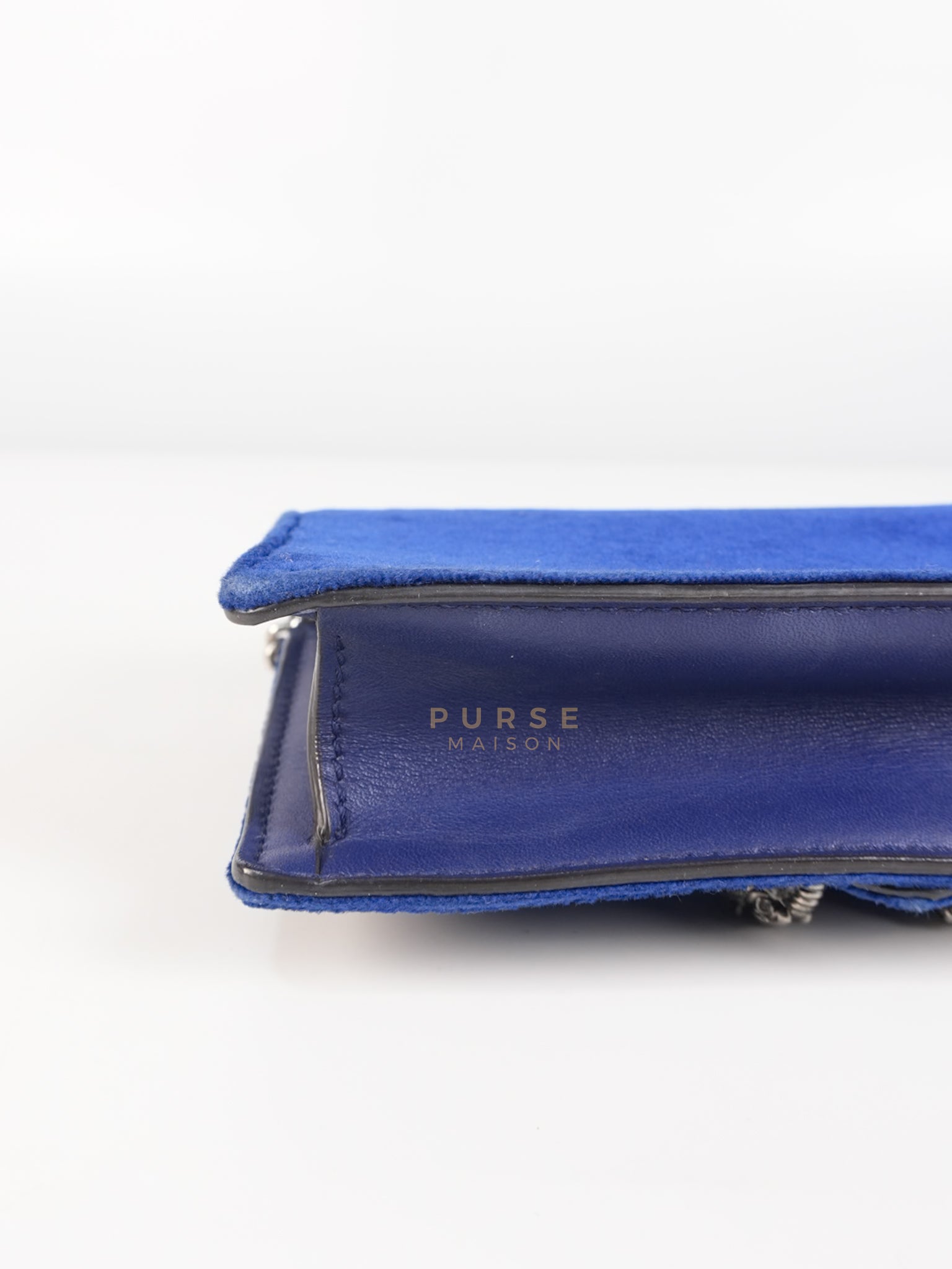 Super Mini Dionysus Blue Velvet Suede Leather Chain Bag