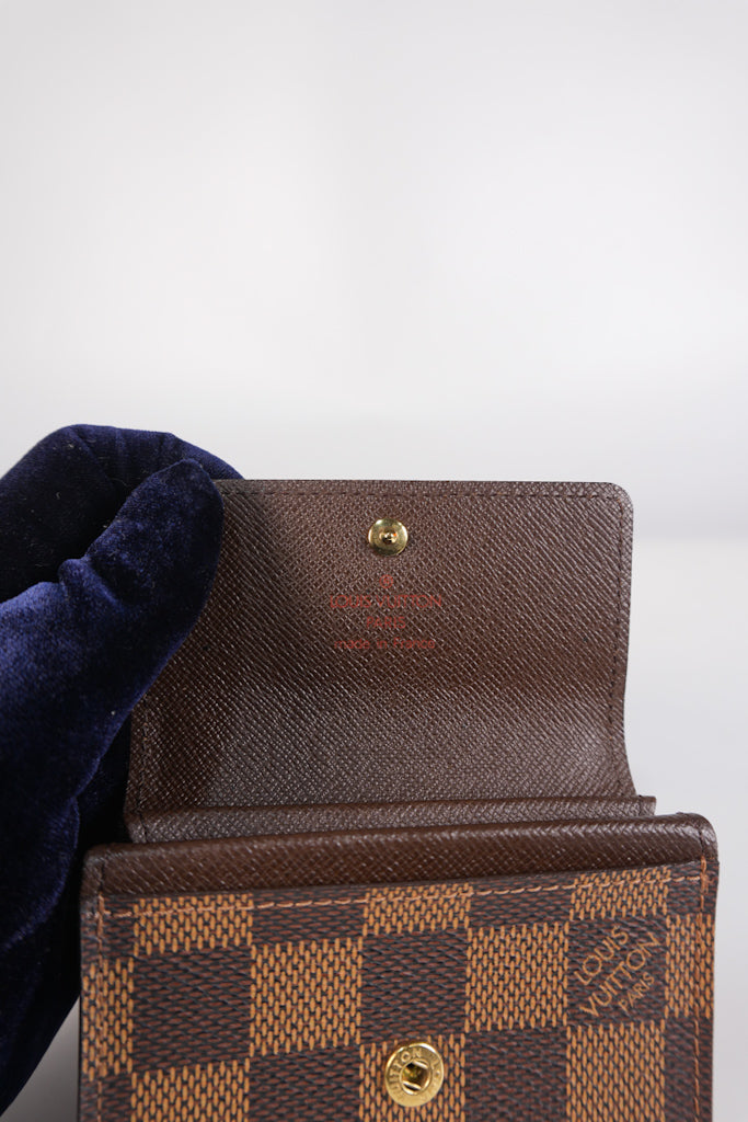 Porte Monnaie Plat Coin Purse in Damier Ebene Canvas (Date Code: MI008)