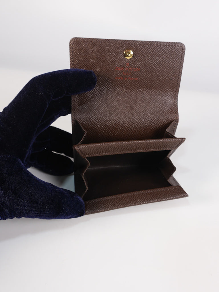 Porte Monnaie Plat Coin Purse in Damier Ebene Canvas (Date Code: MI008)