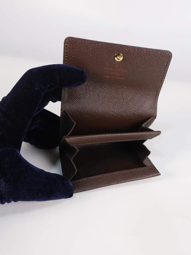 Porte Monnaie Plat Coin Purse in Damier Ebene Canvas (Date Code: MI008)