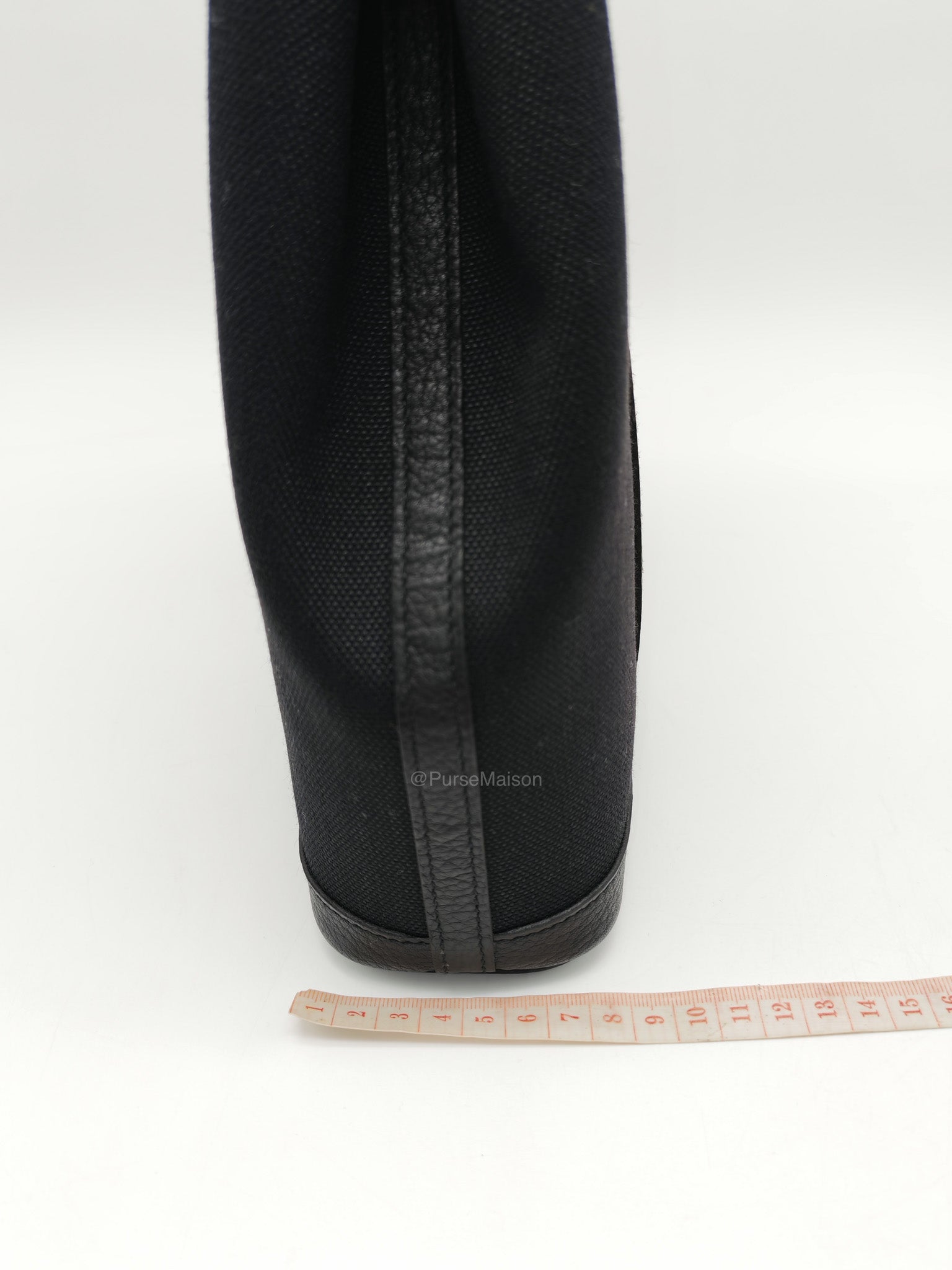 Hermes Garden File 28 Tote Bag in Black Negonda Trim Leather & Canvas Palladium Hardware Stamp U(2022)