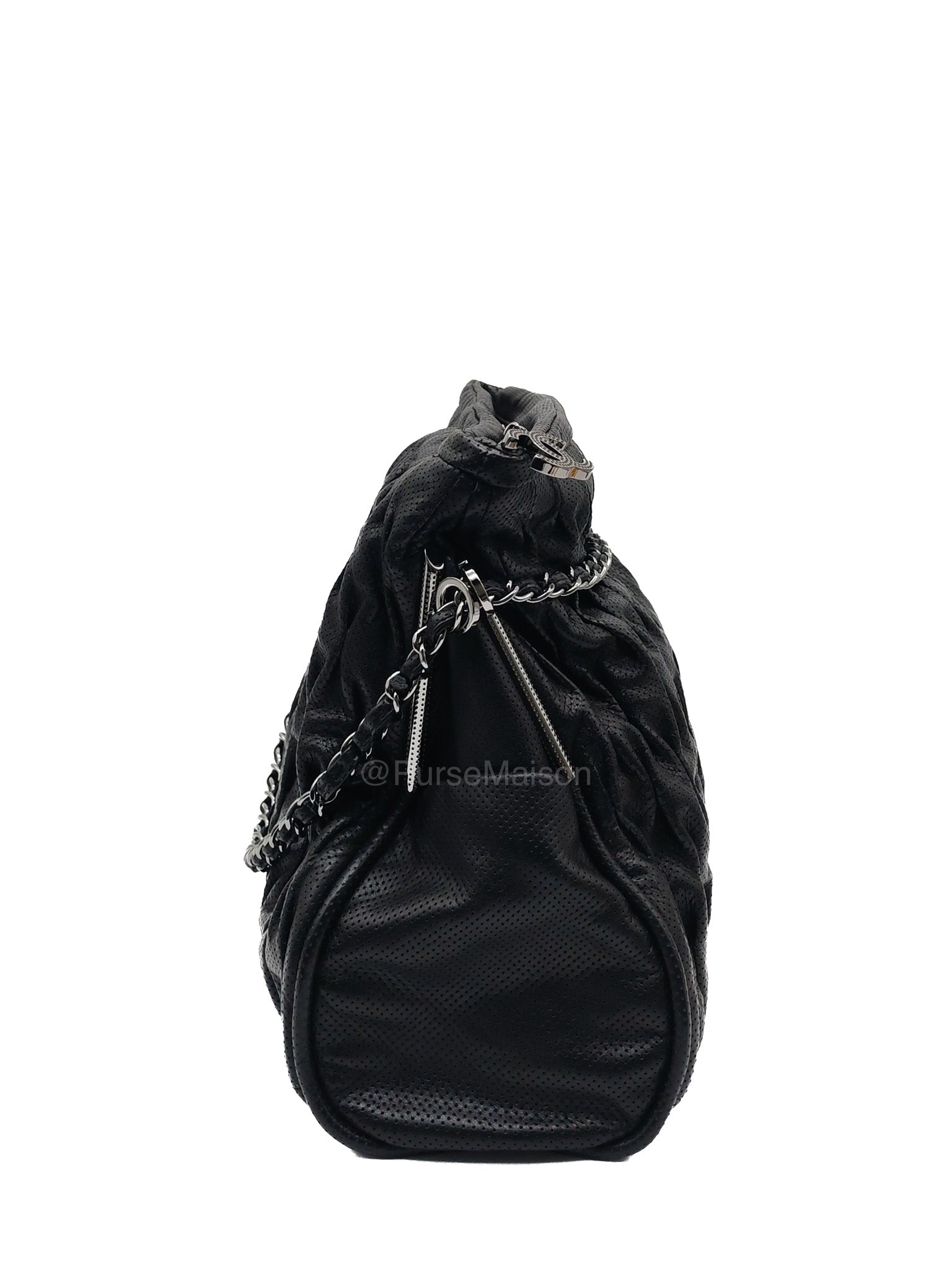 Chanel Perforated Ultimate Soft Hobo Bag in Black and Silver Hardware Series 12