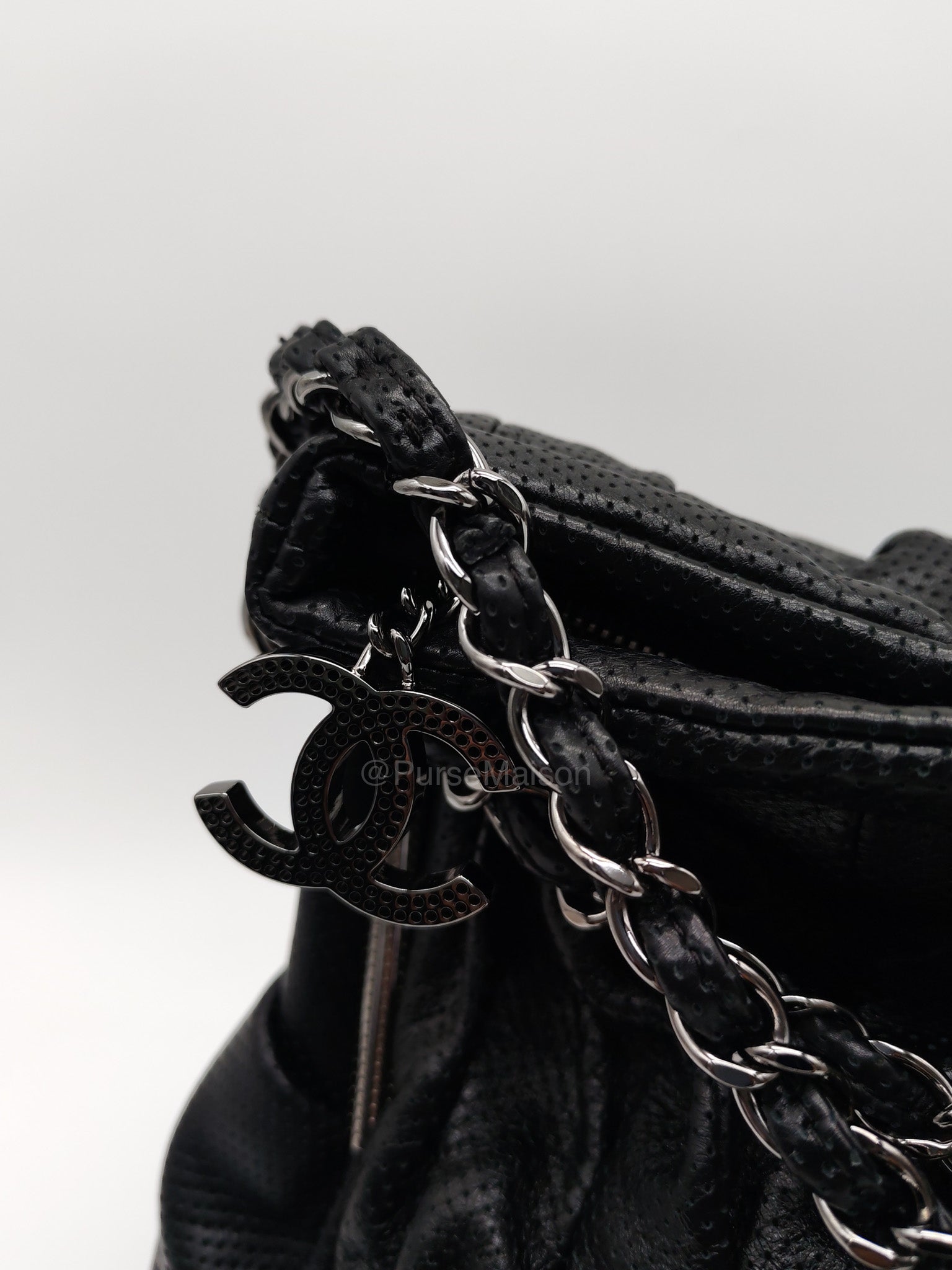 Chanel Perforated Ultimate Soft Hobo Bag in Black and Silver Hardware Series 12