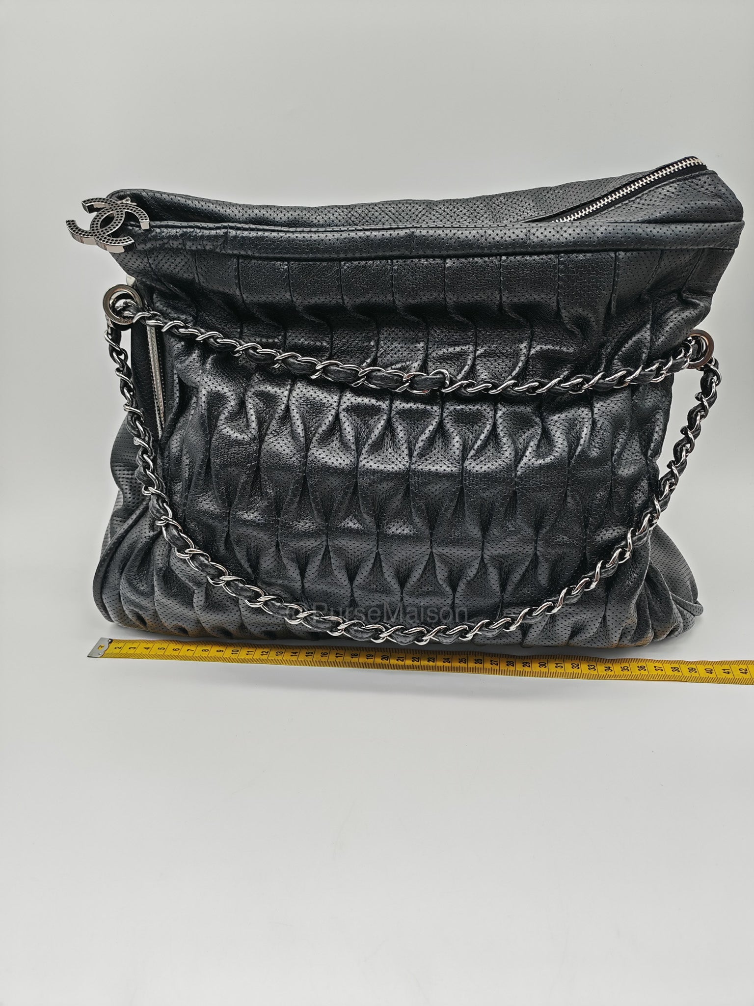 Chanel Perforated Ultimate Soft Hobo Bag in Black and Silver Hardware Series 12