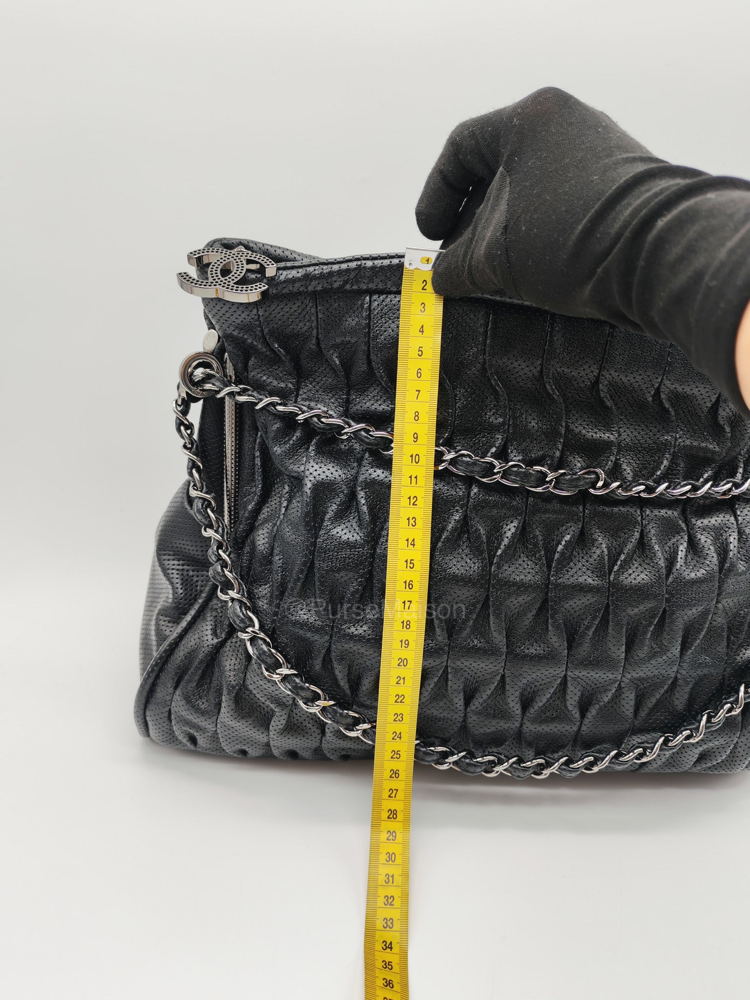 Chanel Perforated Ultimate Soft Hobo Bag in Black and Silver Hardware Series 12