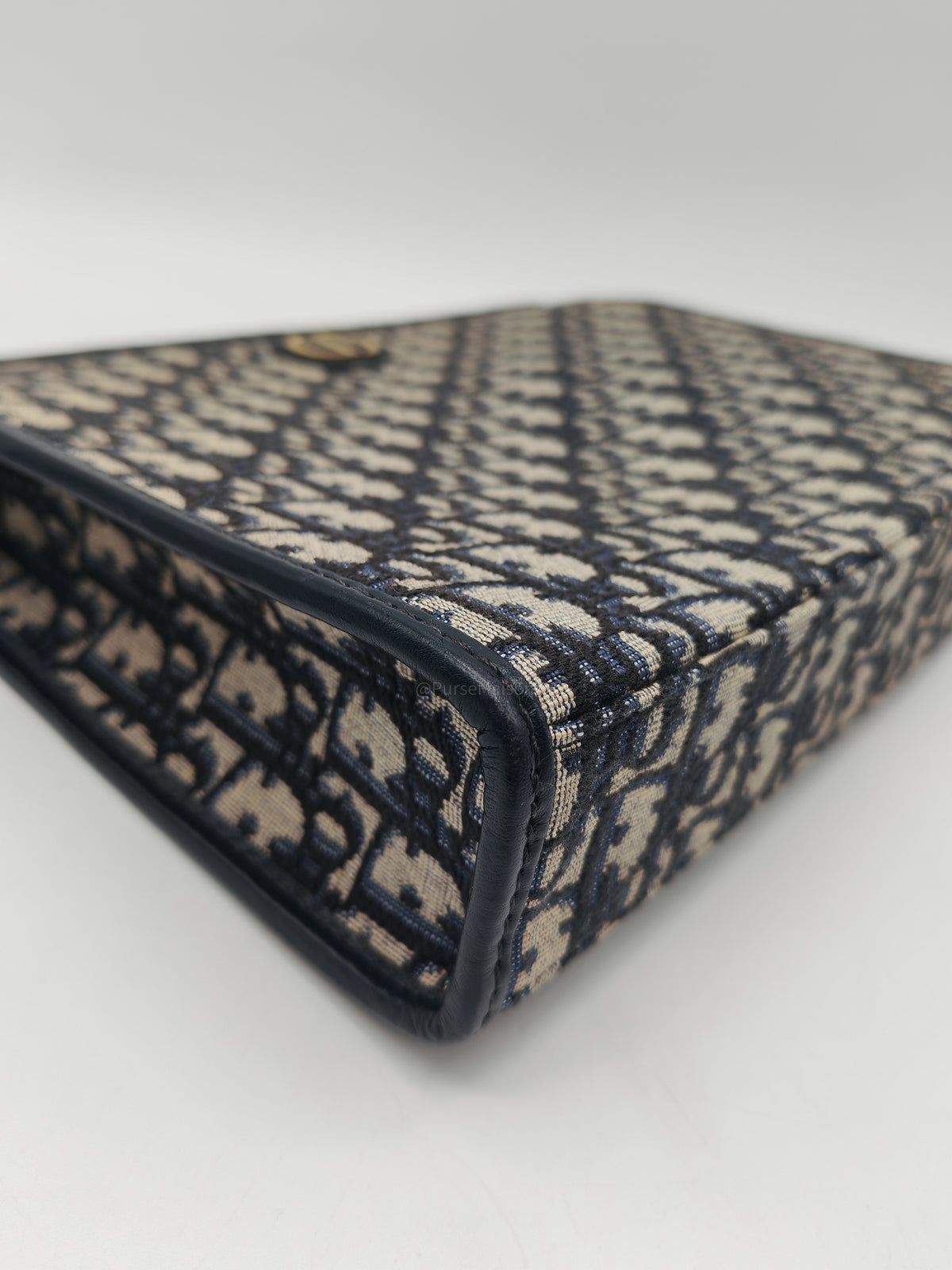 Christian Dior 30 Montaigne Dea Pouch in Blue Dior Oblique Jacquard Canvas and Gold Hardware