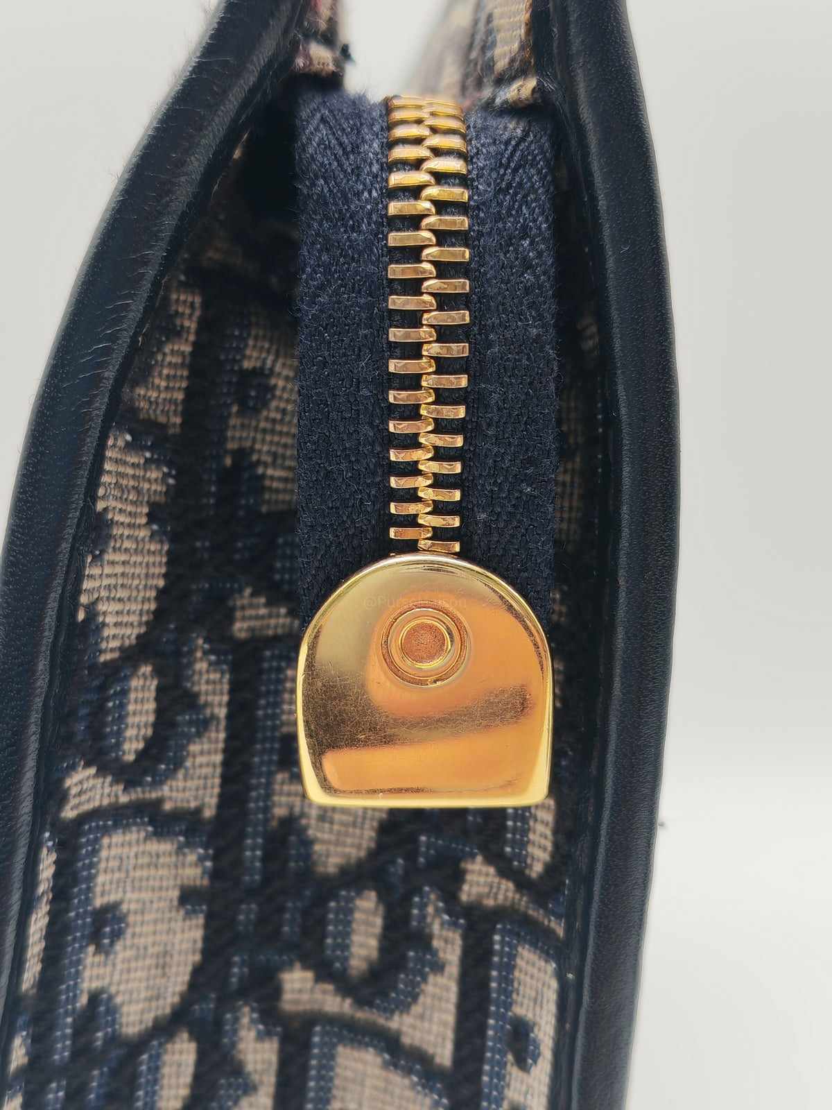 Christian Dior 30 Montaigne Dea Pouch in Blue Dior Oblique Jacquard Canvas and Gold Hardware