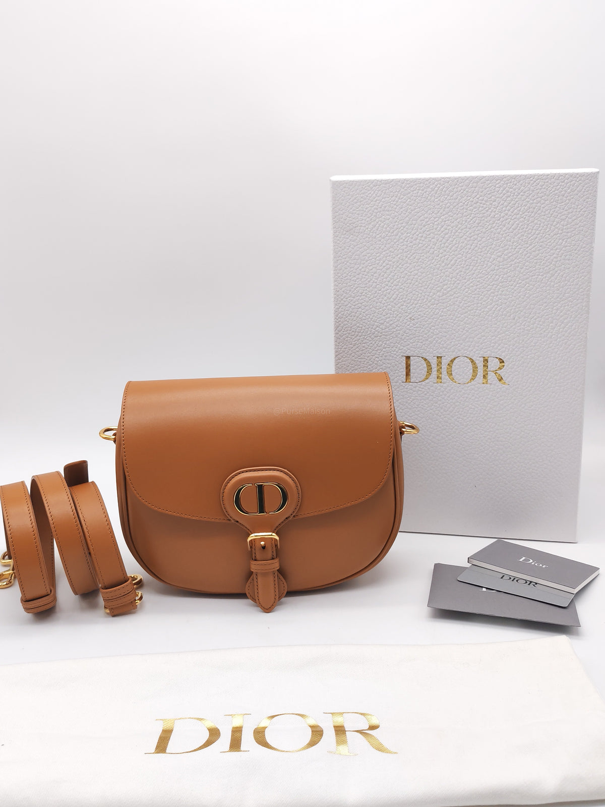 Dior Bobby Crossbody Bag Medium in Cognac Calfskin Leather