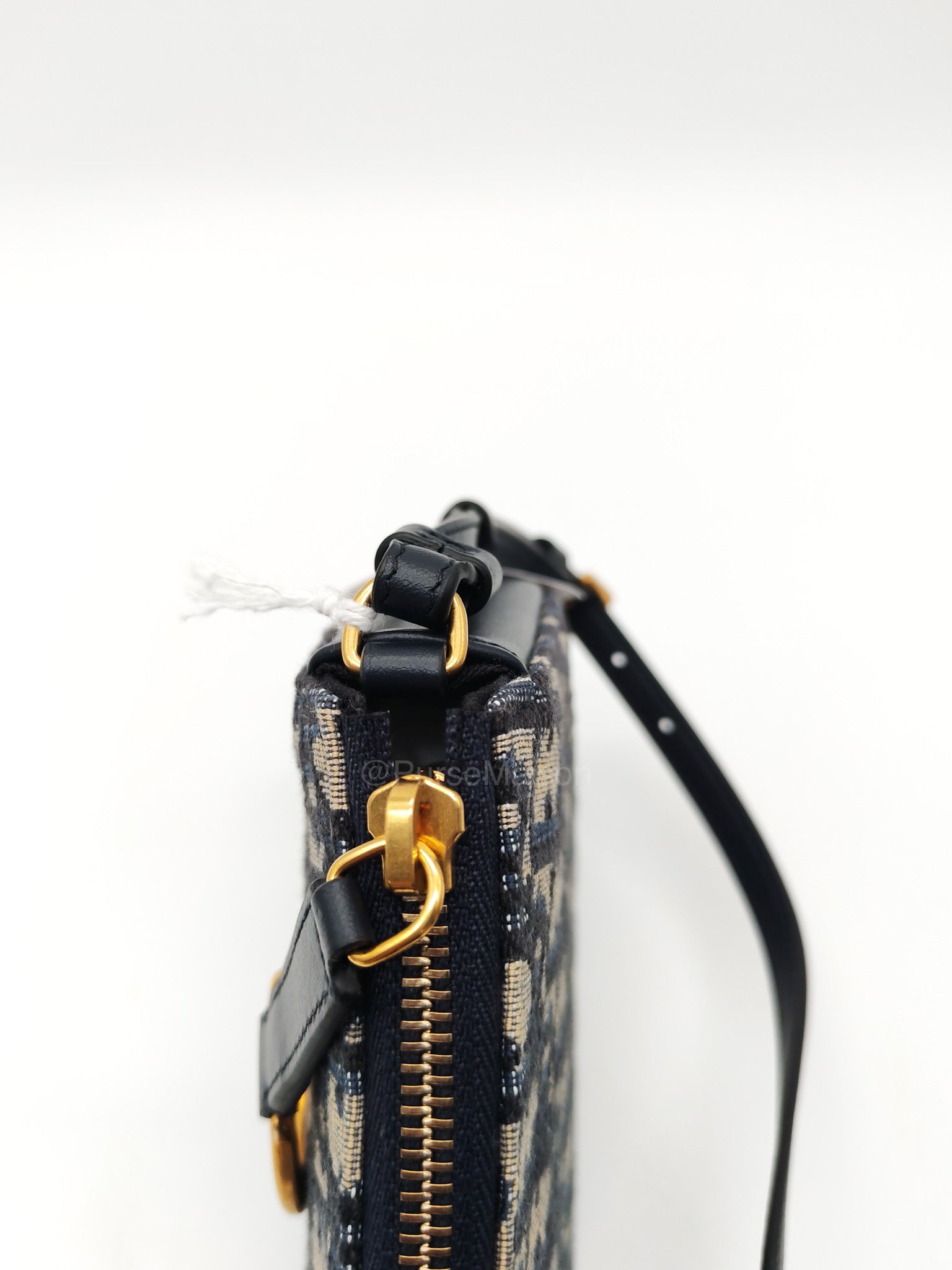 Christian Dior Saddle Rodeo Pouch in Blue Dior Oblique Jacquard Canvas and Aged Gold Hardware
