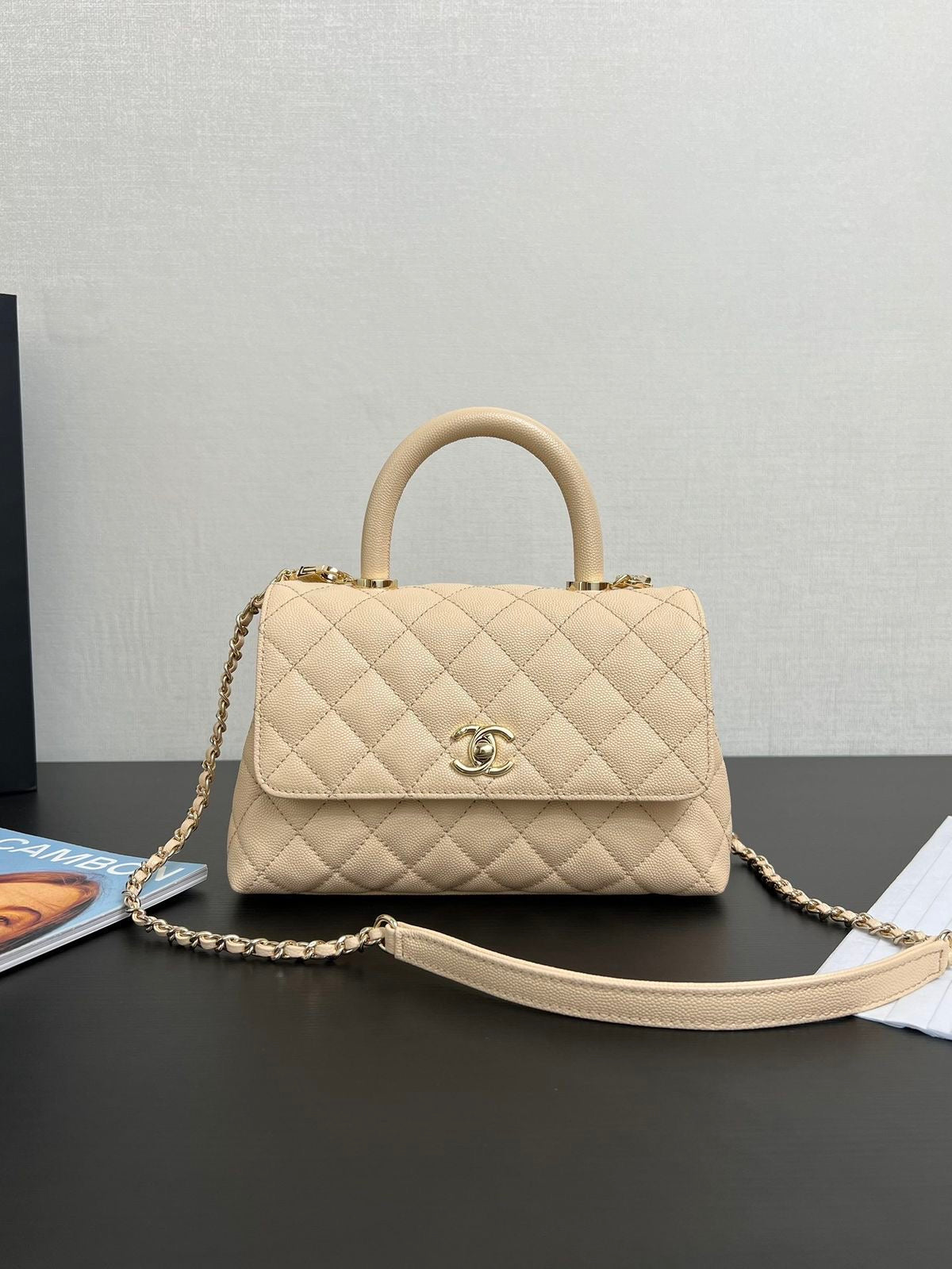 Pre order chanel coco handle small in beige clair caviar leather DP: 150k