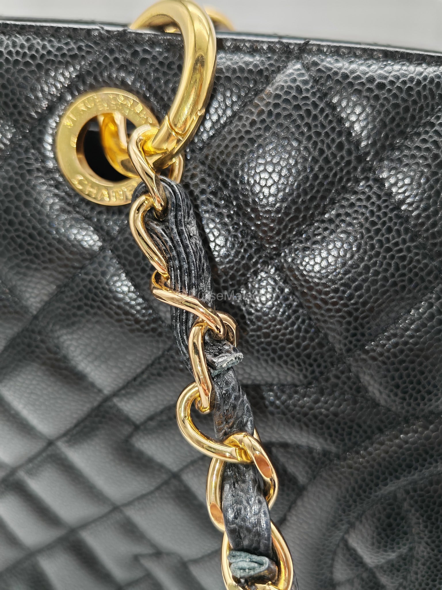 Chanel Grand Shopping Tote (GST) in Black Caviar Leather and Gold Hardware Series 21