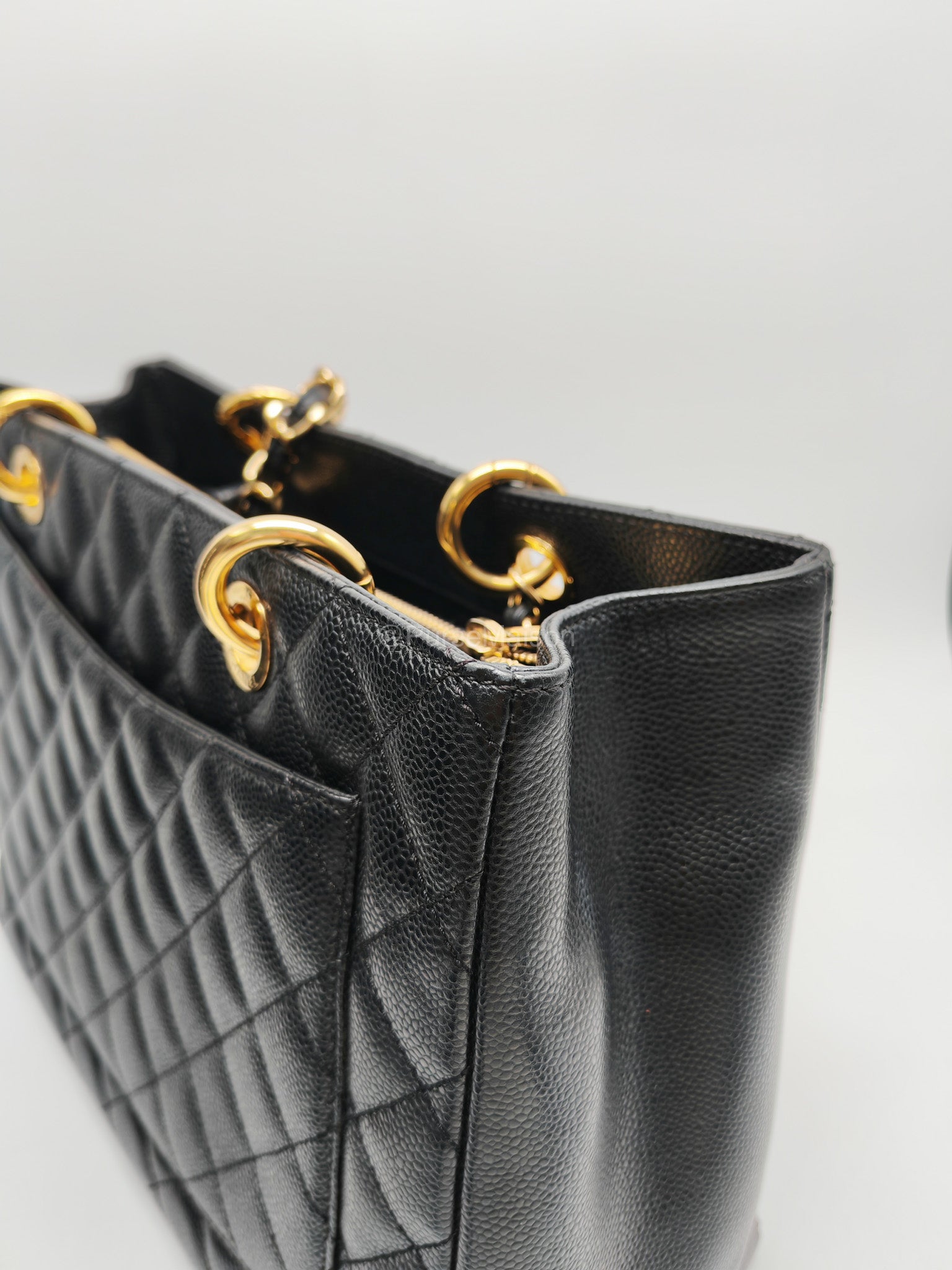Chanel Grand Shopping Tote (GST) in Black Caviar Leather and Gold Hardware Series 21