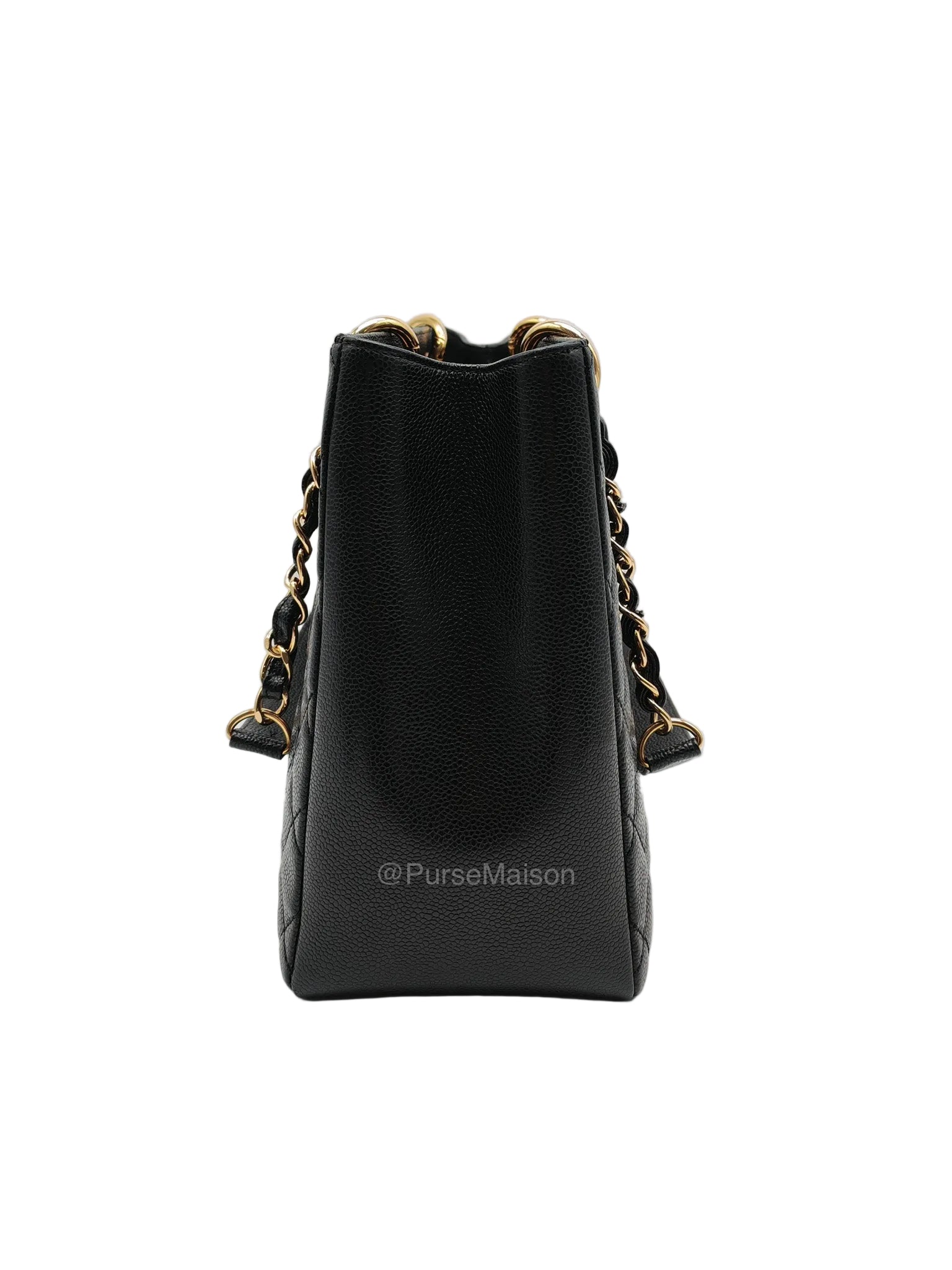 Chanel Grand Shopping Tote (GST) in Black Caviar Leather and Gold Hardware Series 18