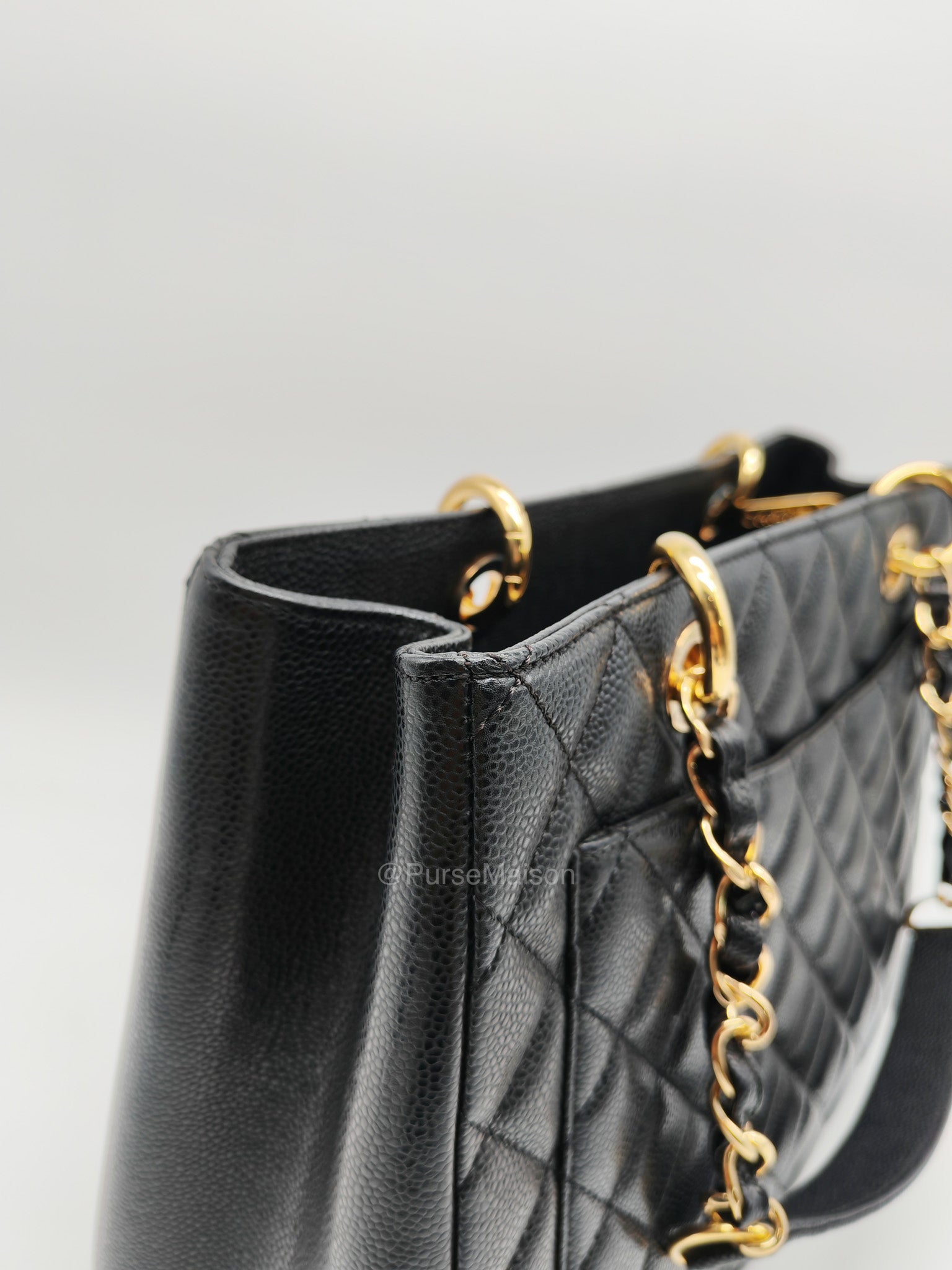 Chanel Grand Shopping Tote (GST) in Black Caviar Leather and Gold Hardware Series 18