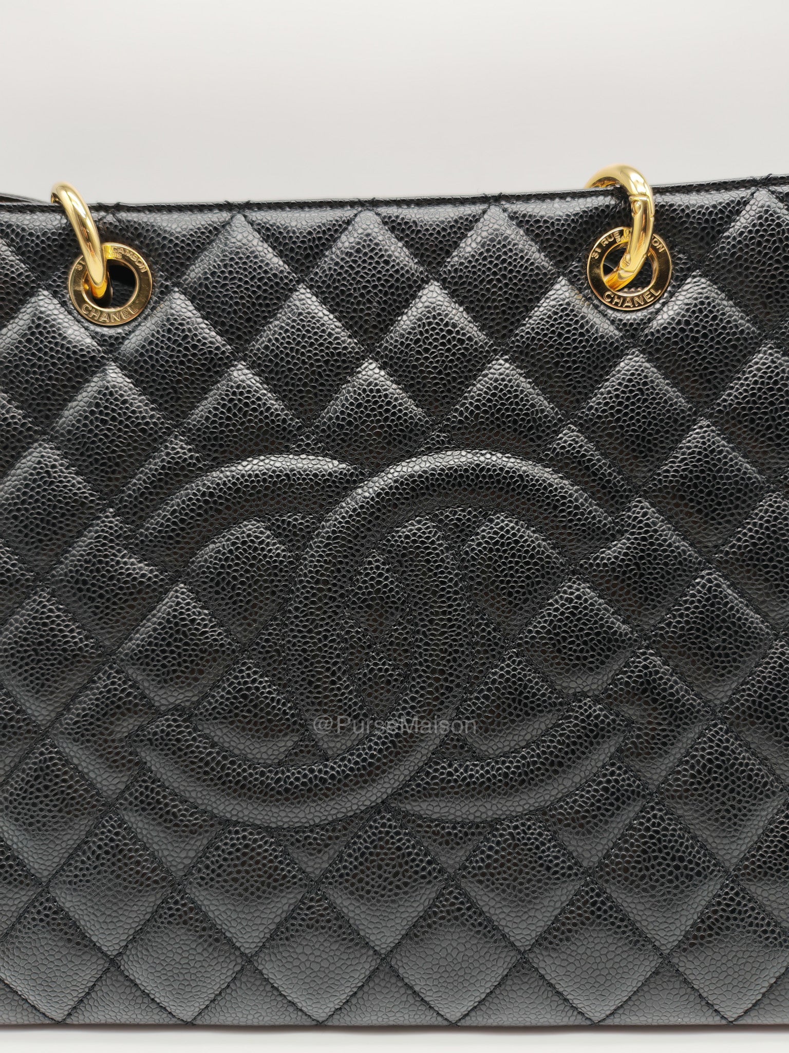 Chanel Grand Shopping Tote (GST) in Black Caviar Leather and Gold Hardware Series 18