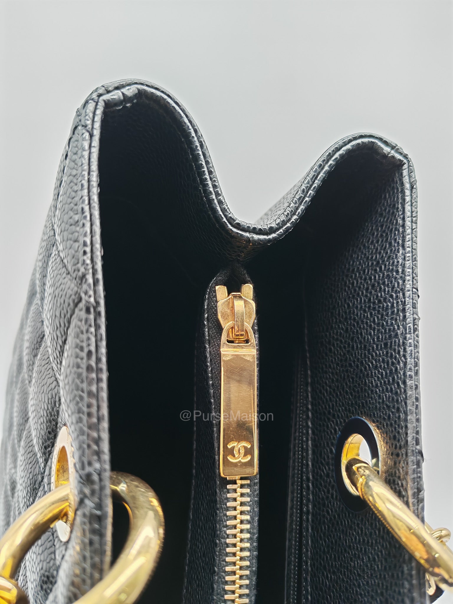 Chanel Grand Shopping Tote (GST) in Black Caviar Leather and Gold Hardware Series 18