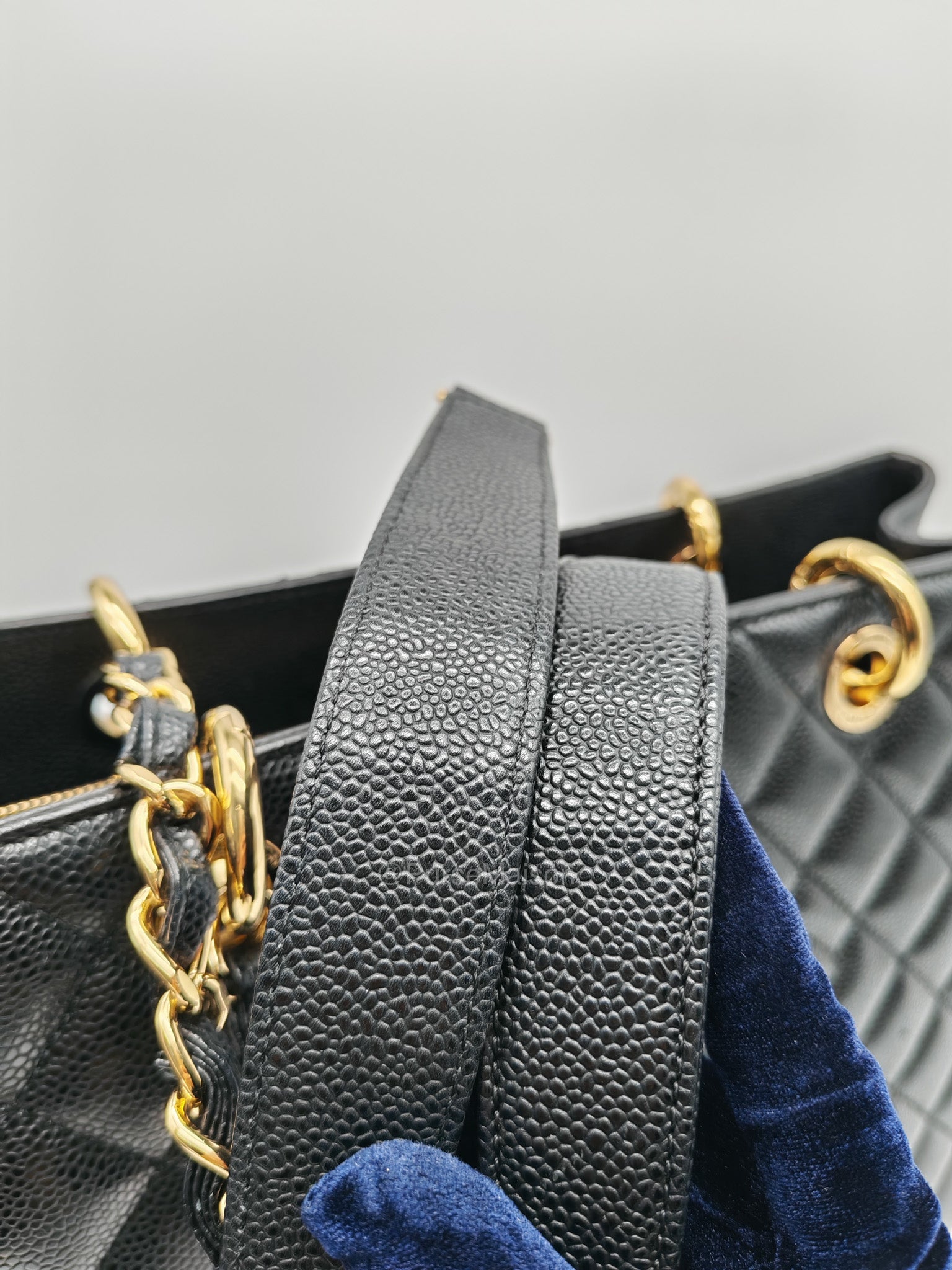 Chanel Grand Shopping Tote (GST) in Black Caviar Leather and Gold Hardware Series 18