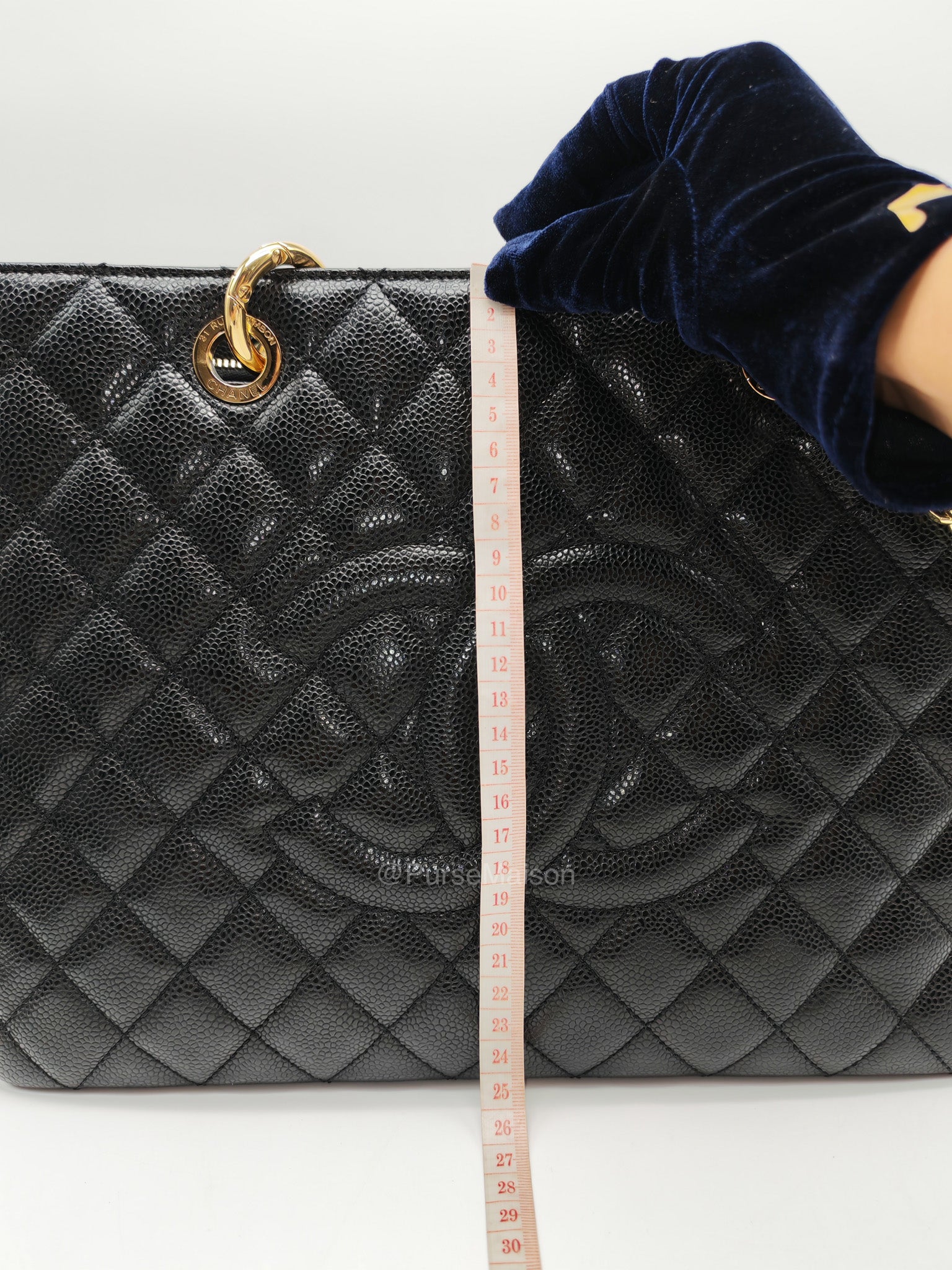 Chanel Grand Shopping Tote (GST) in Black Caviar Leather and Gold Hardware Series 18