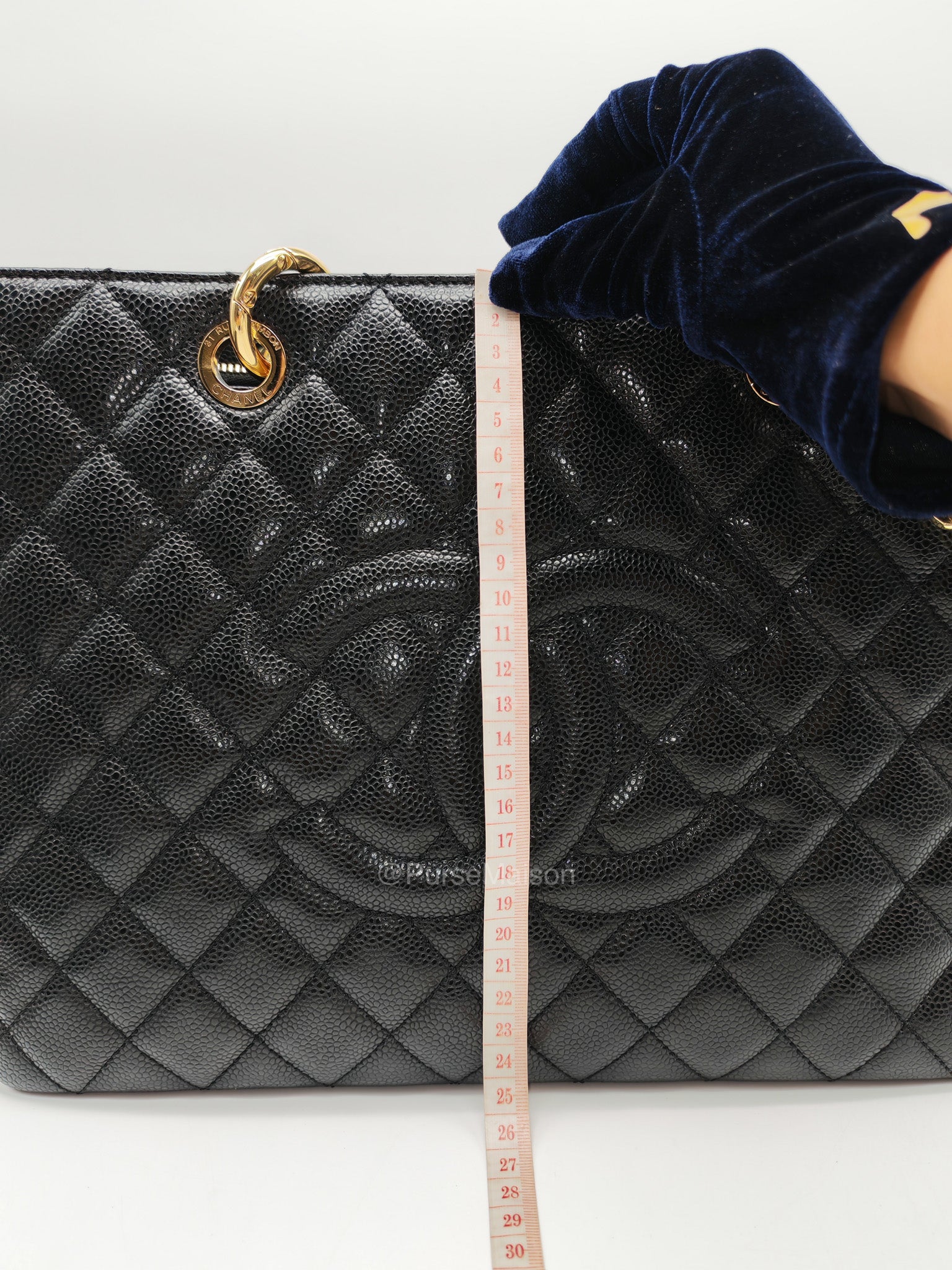 Chanel Grand Shopping Tote (GST) in Black Caviar Leather and Gold Hardware Series 18