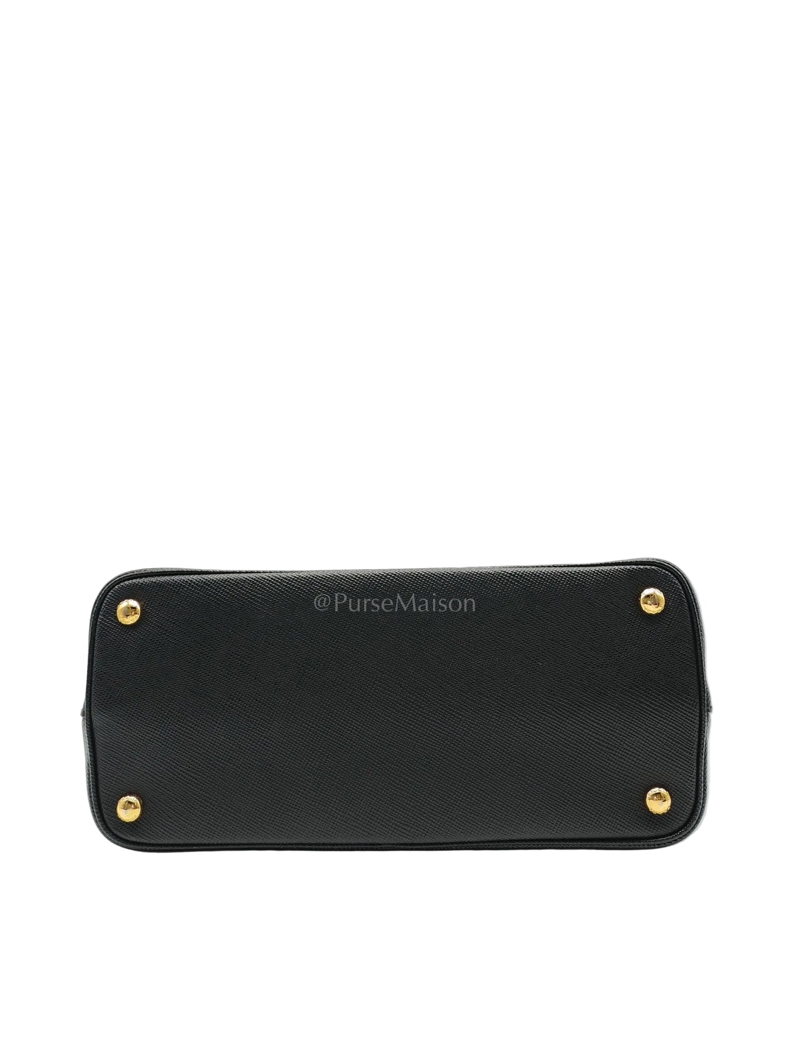 Prada Double Bag in Black Saffiano Cuir Leather and Gold Hardware | Purse Maison Luxury Bags Shop