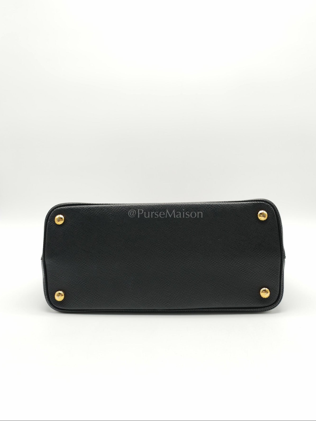 Prada Double Bag in Black Saffiano Cuir Leather and Gold Hardware | Purse Maison Luxury Bags Shop