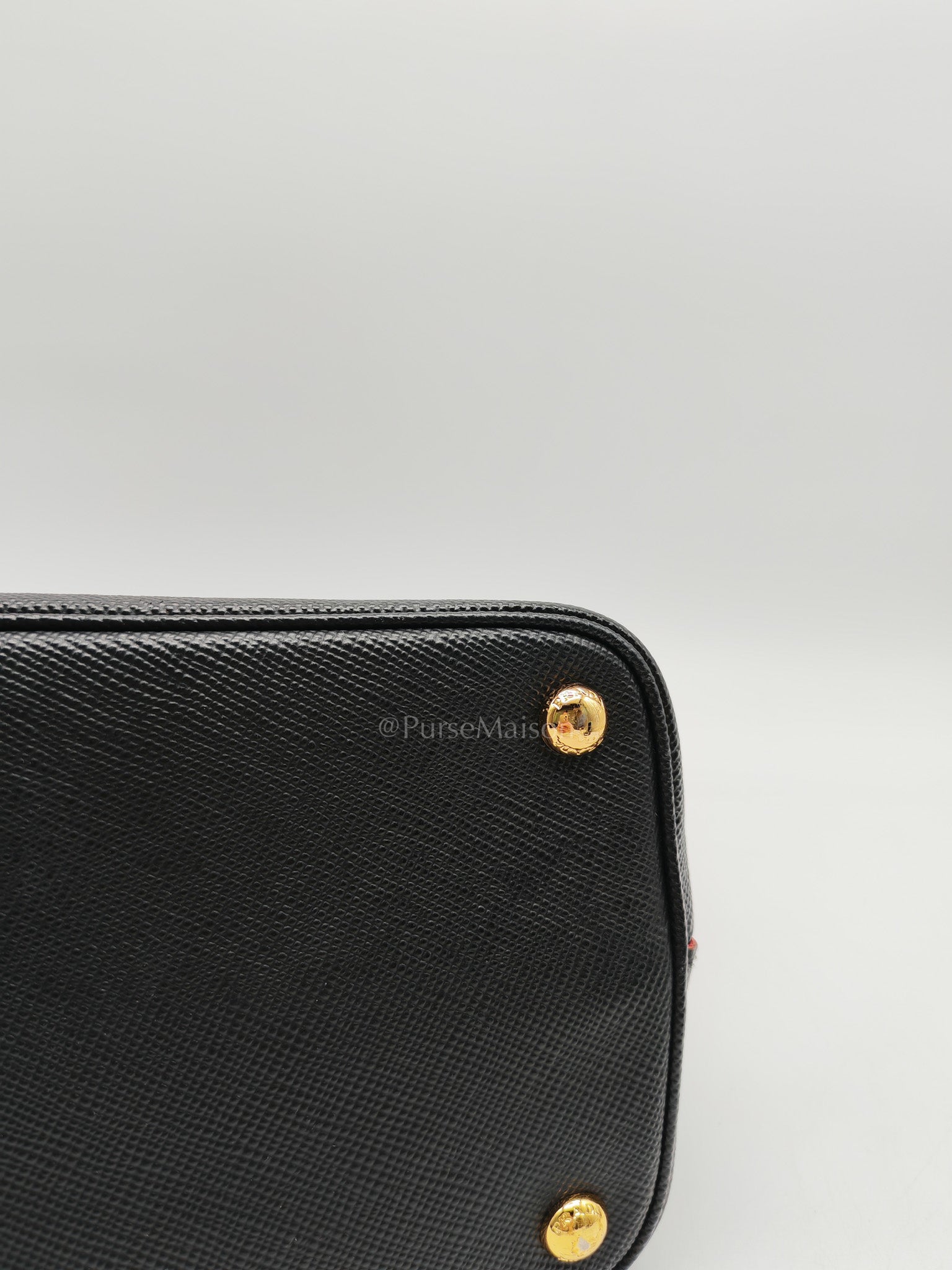 Prada Double Bag in Black Saffiano Cuir Leather and Gold Hardware | Purse Maison Luxury Bags Shop