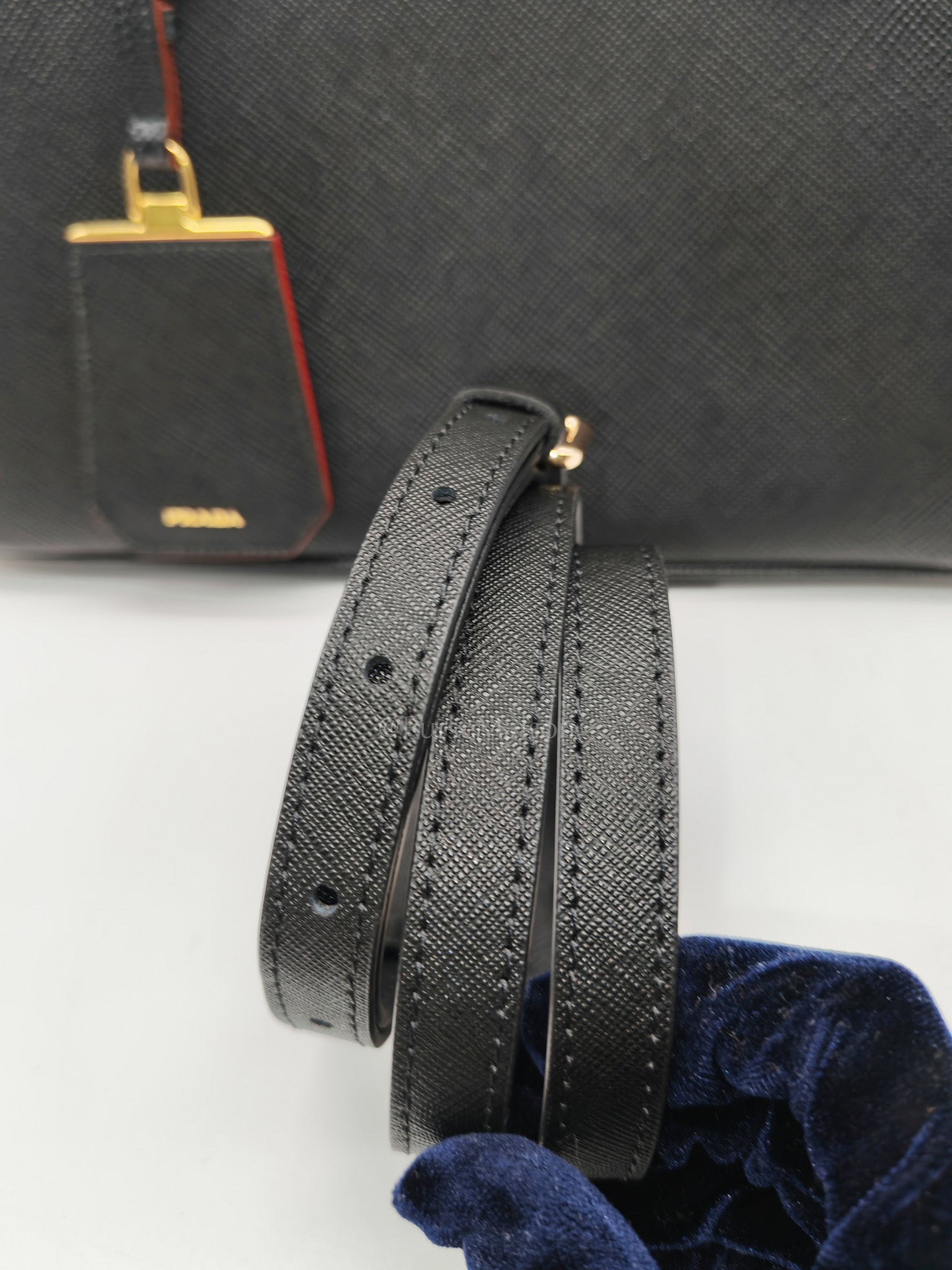 Prada Double Bag in Black Saffiano Cuir Leather and Gold Hardware | Purse Maison Luxury Bags Shop