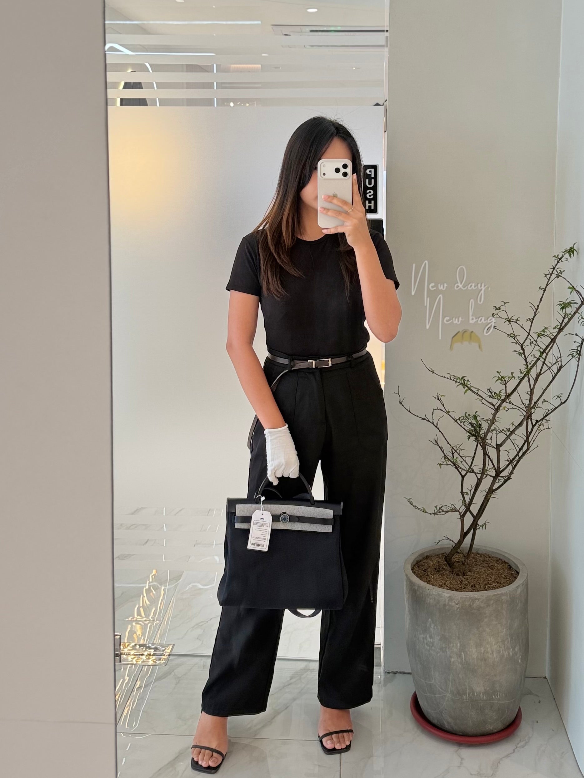 Herbag 31 Military Canvas/Hunter Cowhide in Black/Blue Indigo and Palladium Hardware Stamp B (2023)