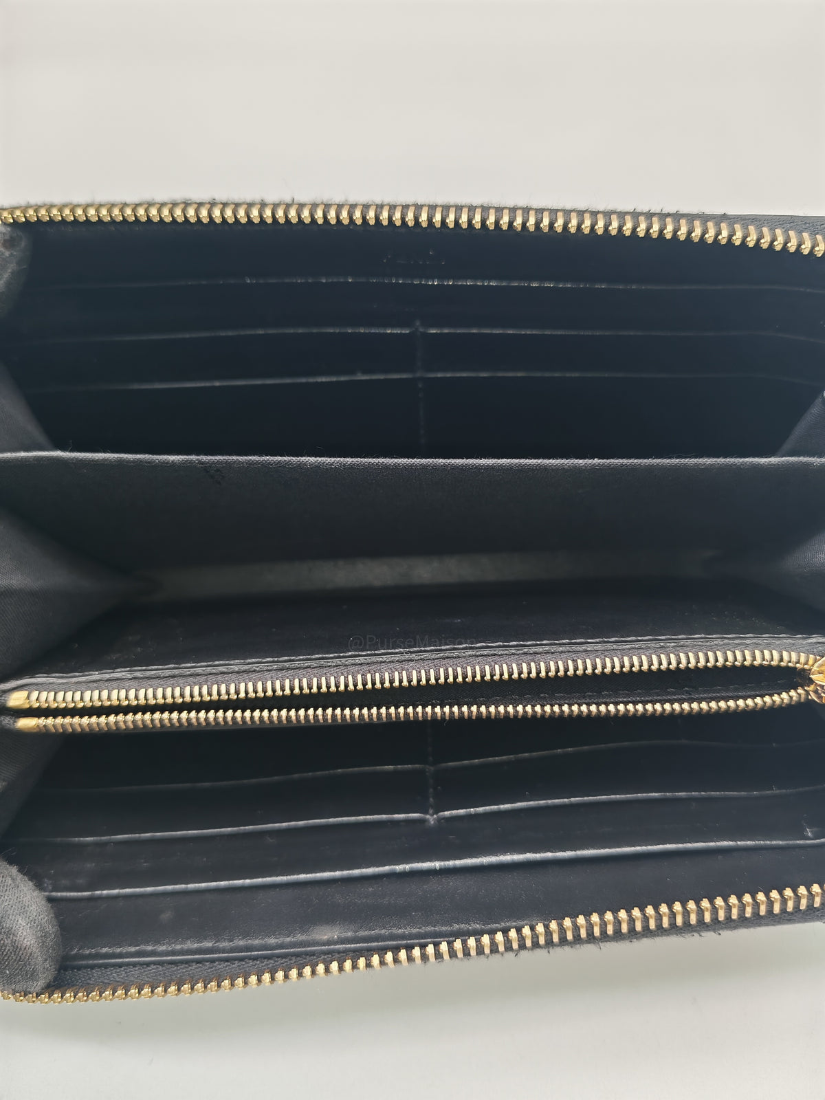 Fendi Bag Bugs Monster Eyes Zip-Around Wallet in Black Calfskin Leather and Gold Hardware