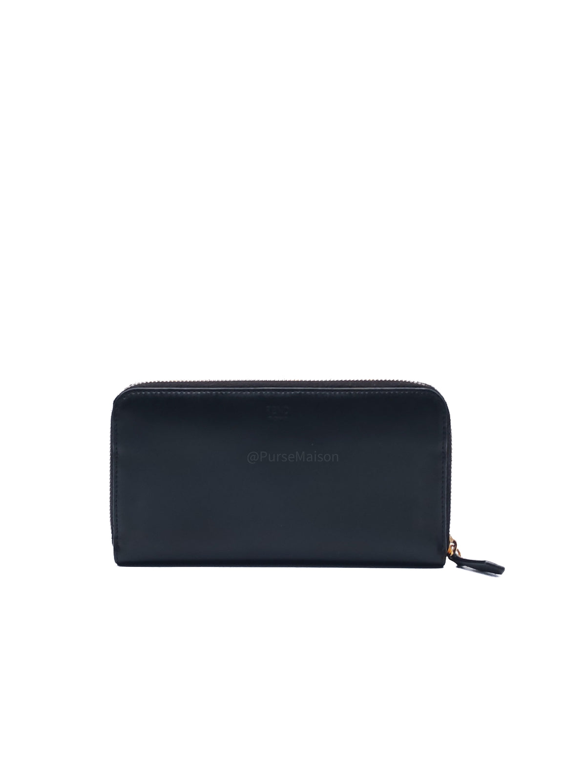 Fendi Bag Bugs Monster Eyes Zip-Around Wallet in Black Calfskin Leather and Gold Hardware