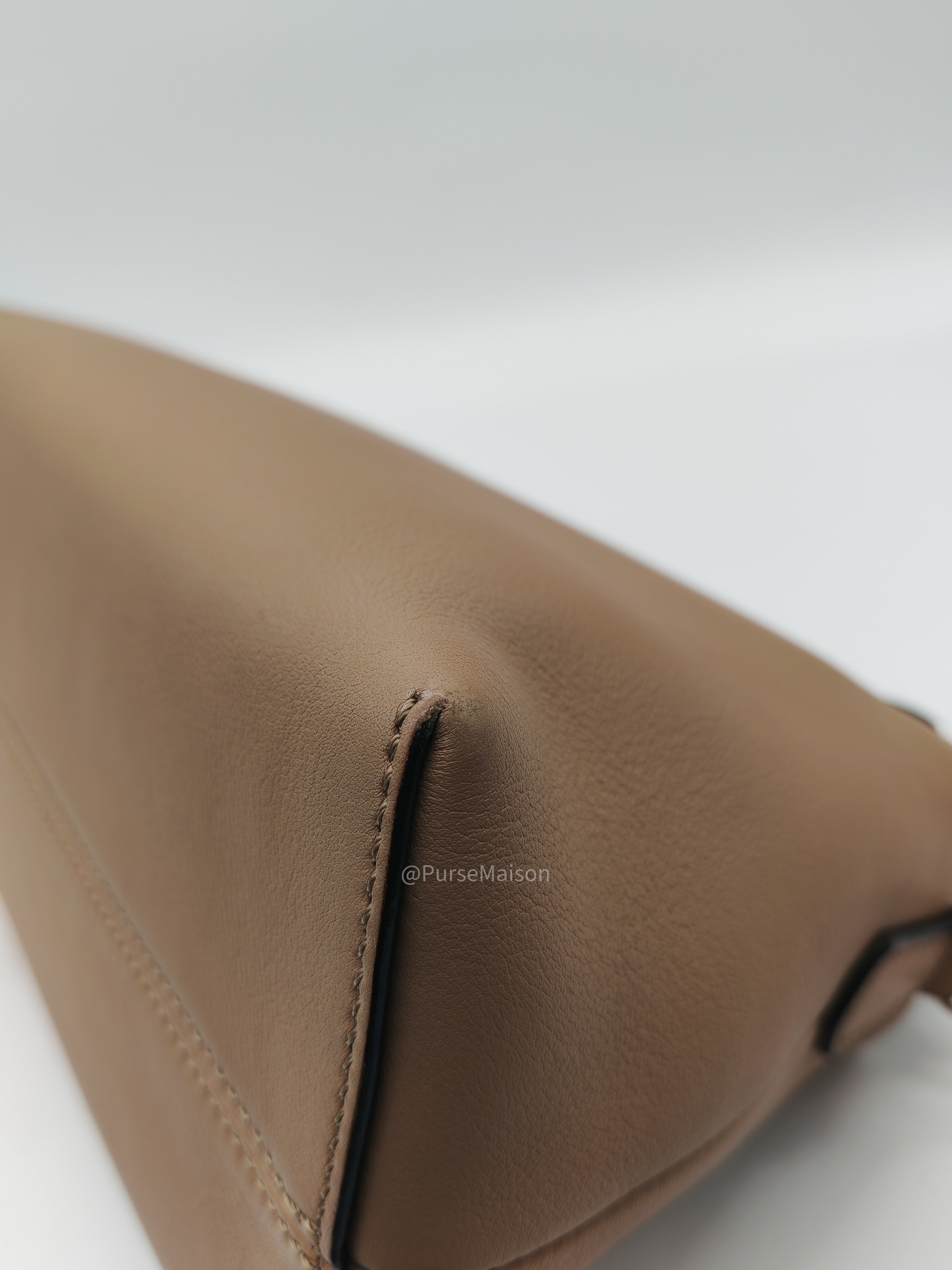Fendi By The Way Boston Medium in Tan Calfskin Leather and Silver Hardware
