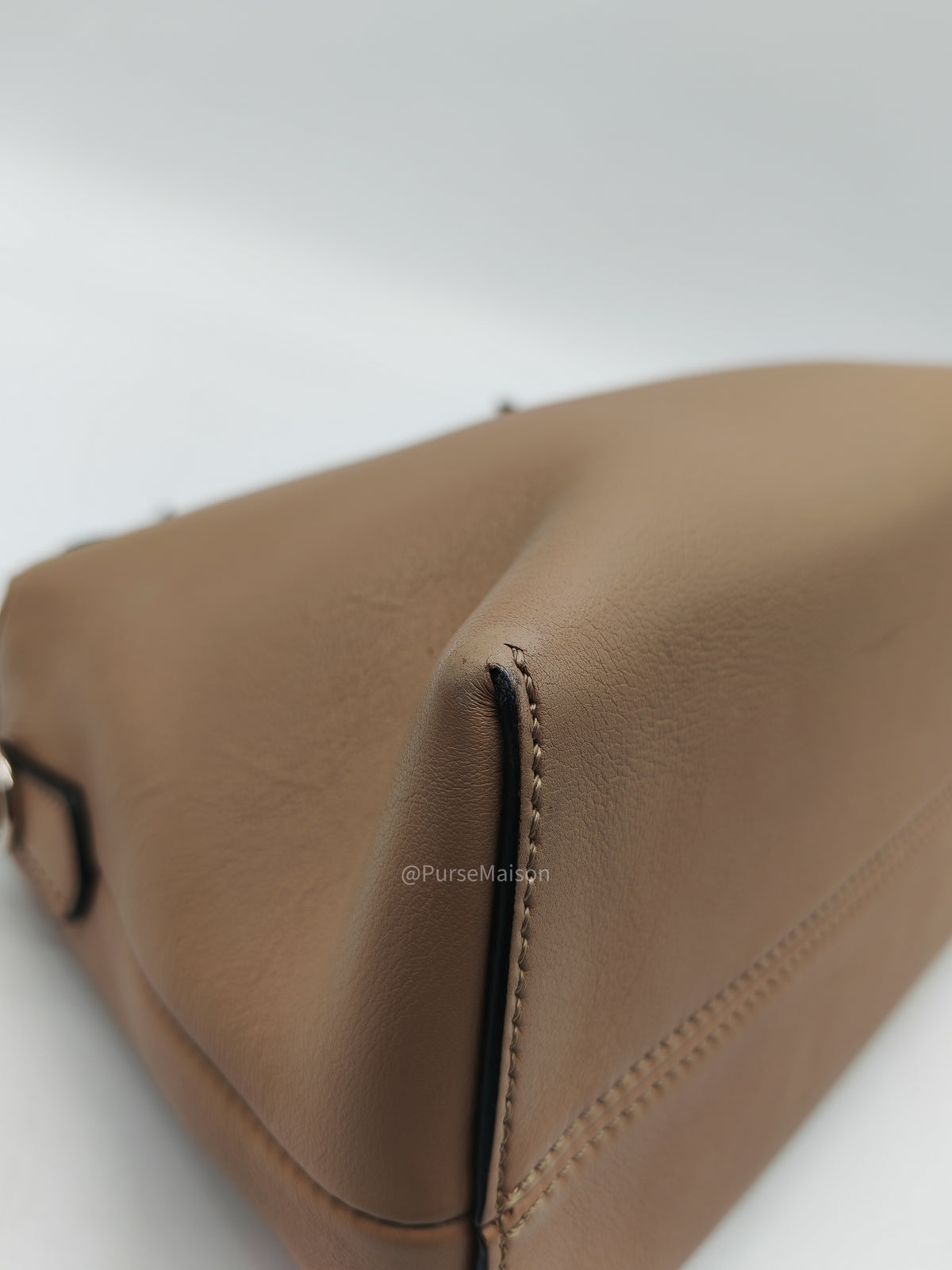 Fendi By The Way Boston Medium in Tan Calfskin Leather and Silver Hardware