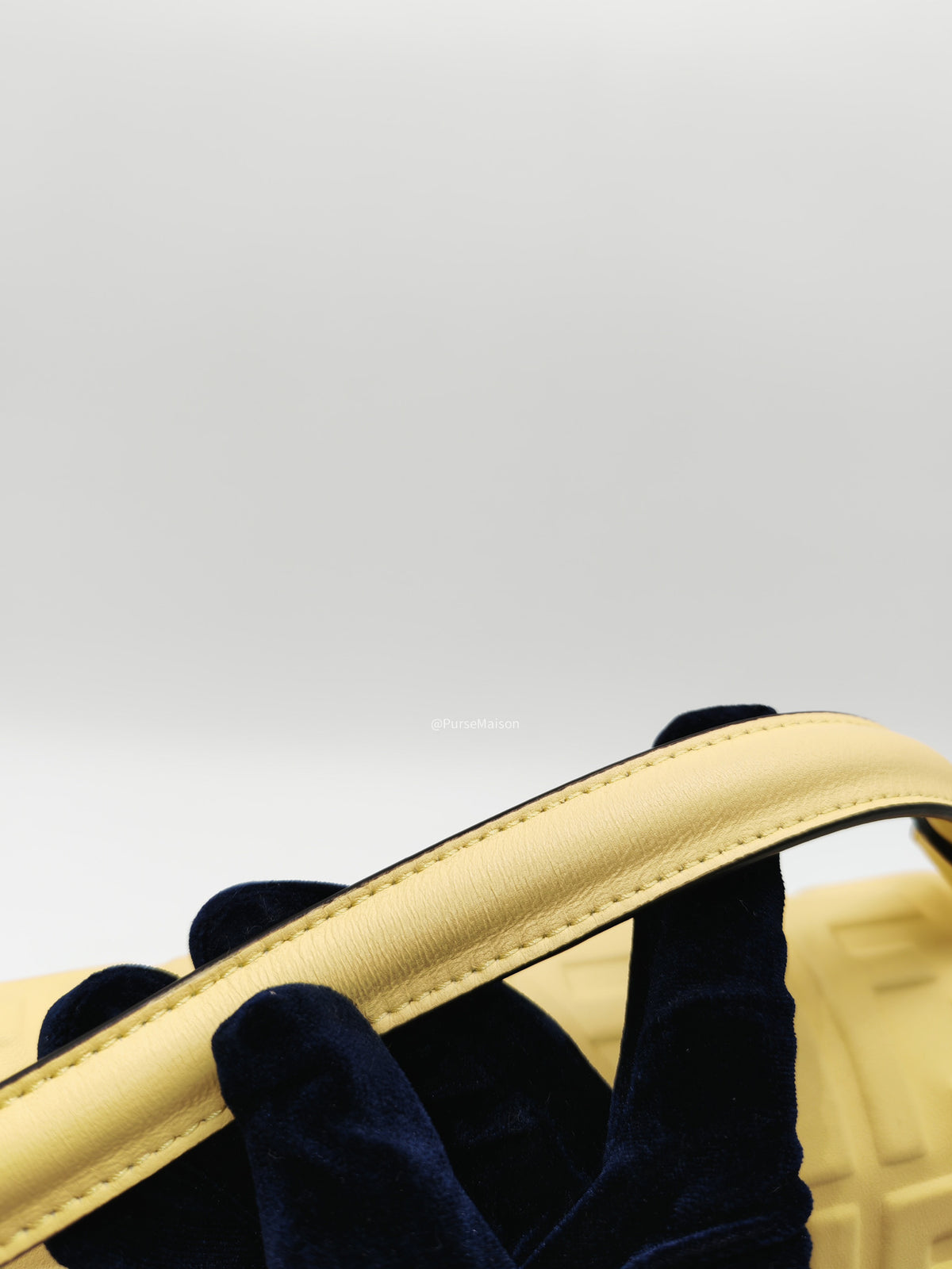 Fendi Medium Baguette FF Nappa Leather Gold Hardware Light Yellow