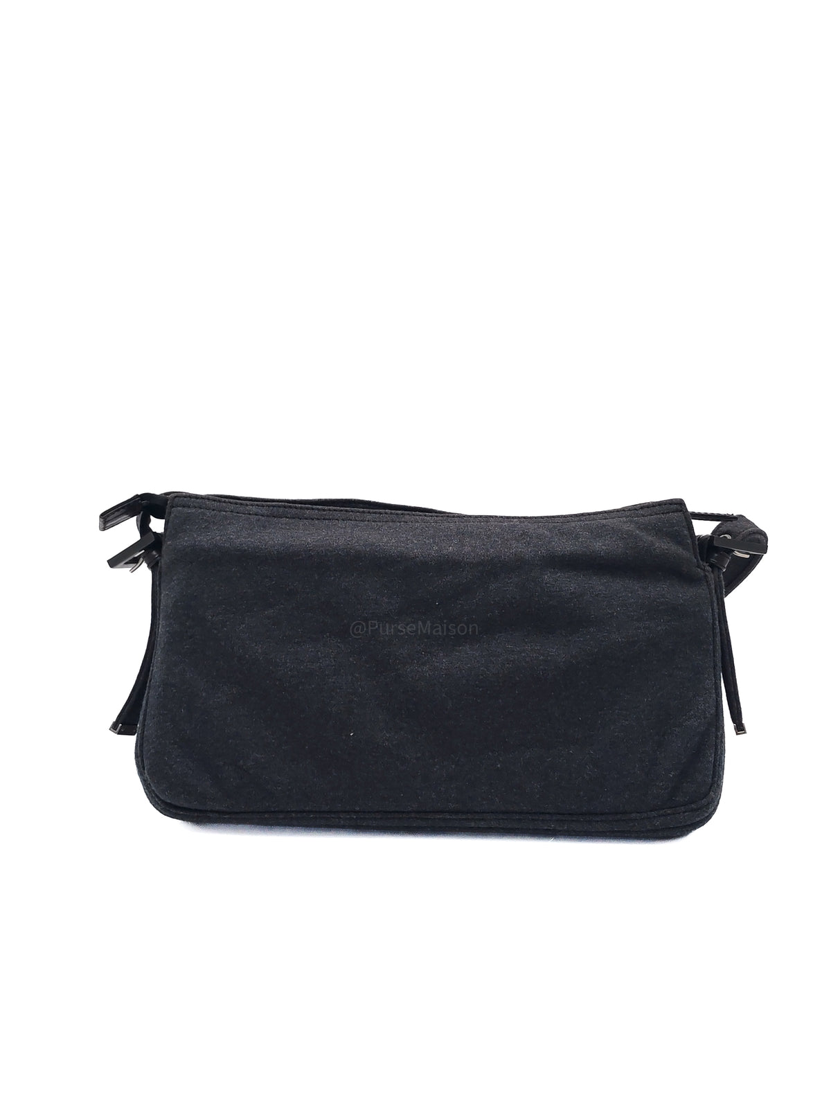 Fendi Zucca FF Baguette Shoulder Bag in Black Fabric and Black/Silver Hardware