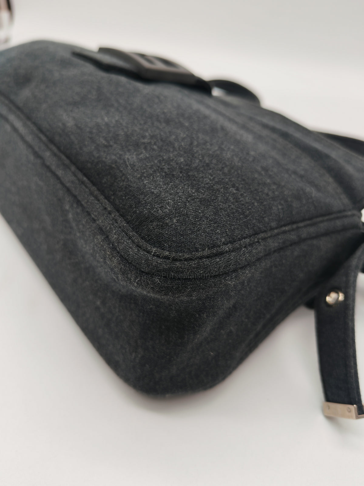 Fendi Zucca FF Baguette Shoulder Bag in Black Fabric and Black/Silver Hardware