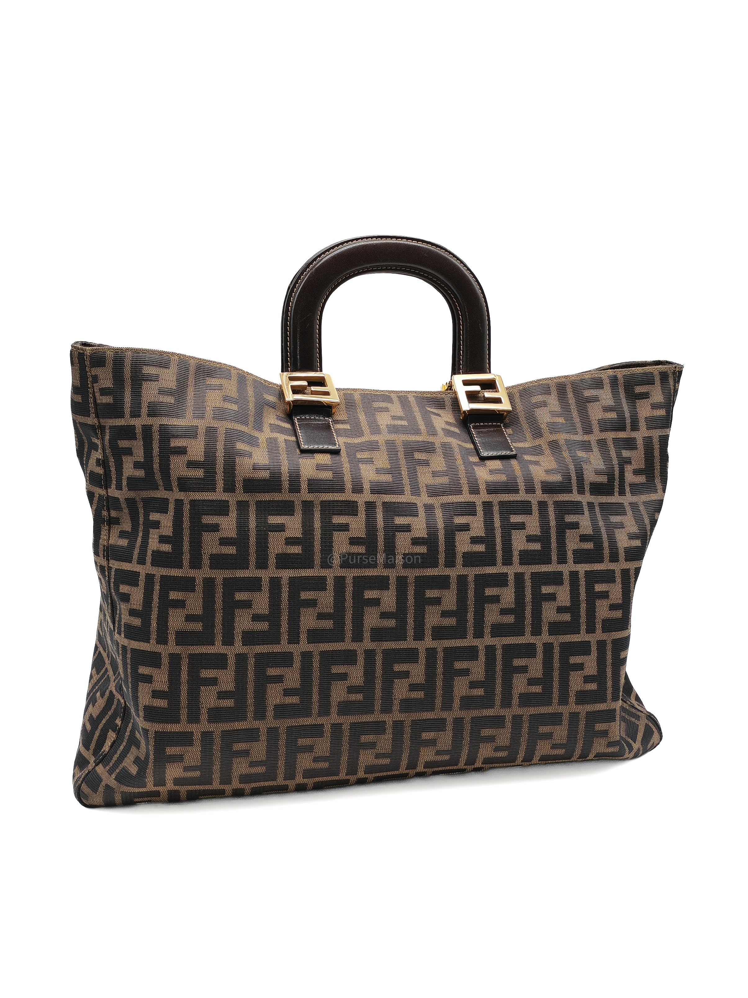 Fendi Twins Tote Bag Large in Zucca FF Monogram Canvas and Gold Hardware