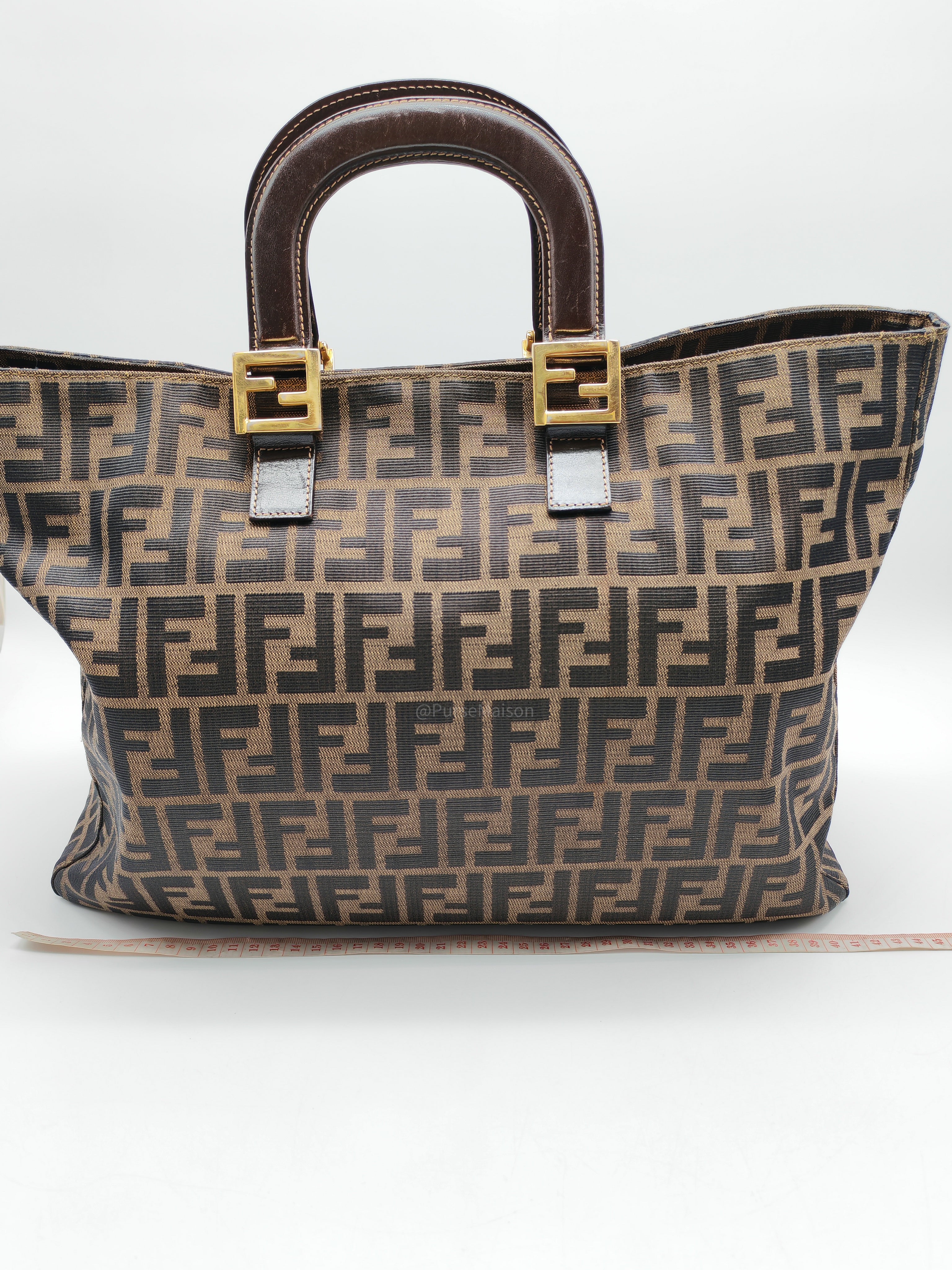 Fendi Twins Tote Bag Large in Zucca FF Monogram Canvas and Gold Hardware