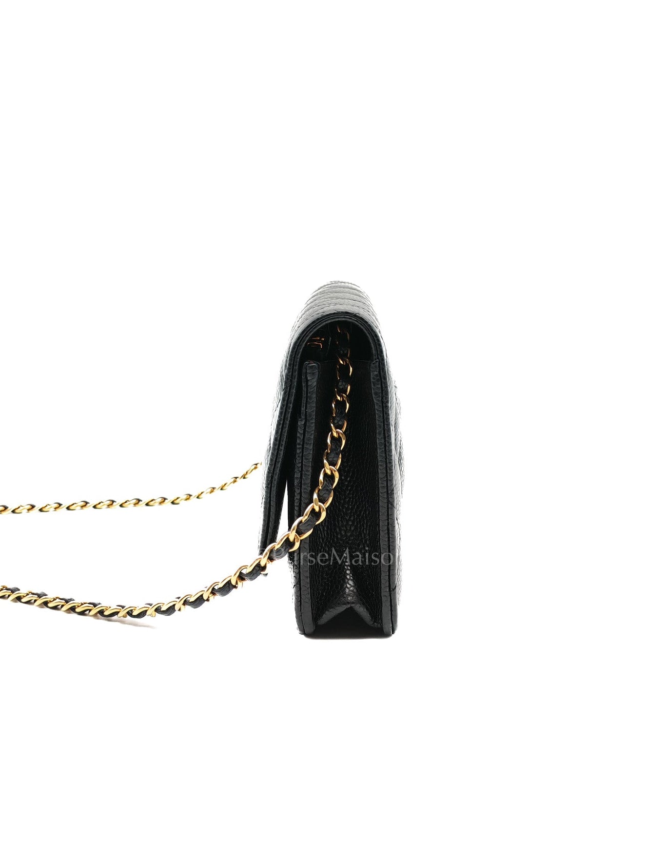 Chanel Classic Wallet on Chain in Black Quilted Caviar Leather and Gold Hardware Microchip