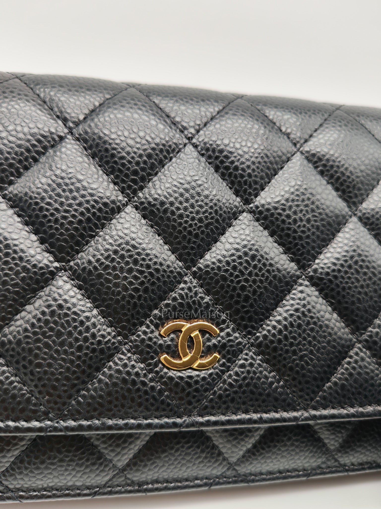 Chanel Classic Wallet on Chain in Black Quilted Caviar Leather and Gold Hardware Microchip