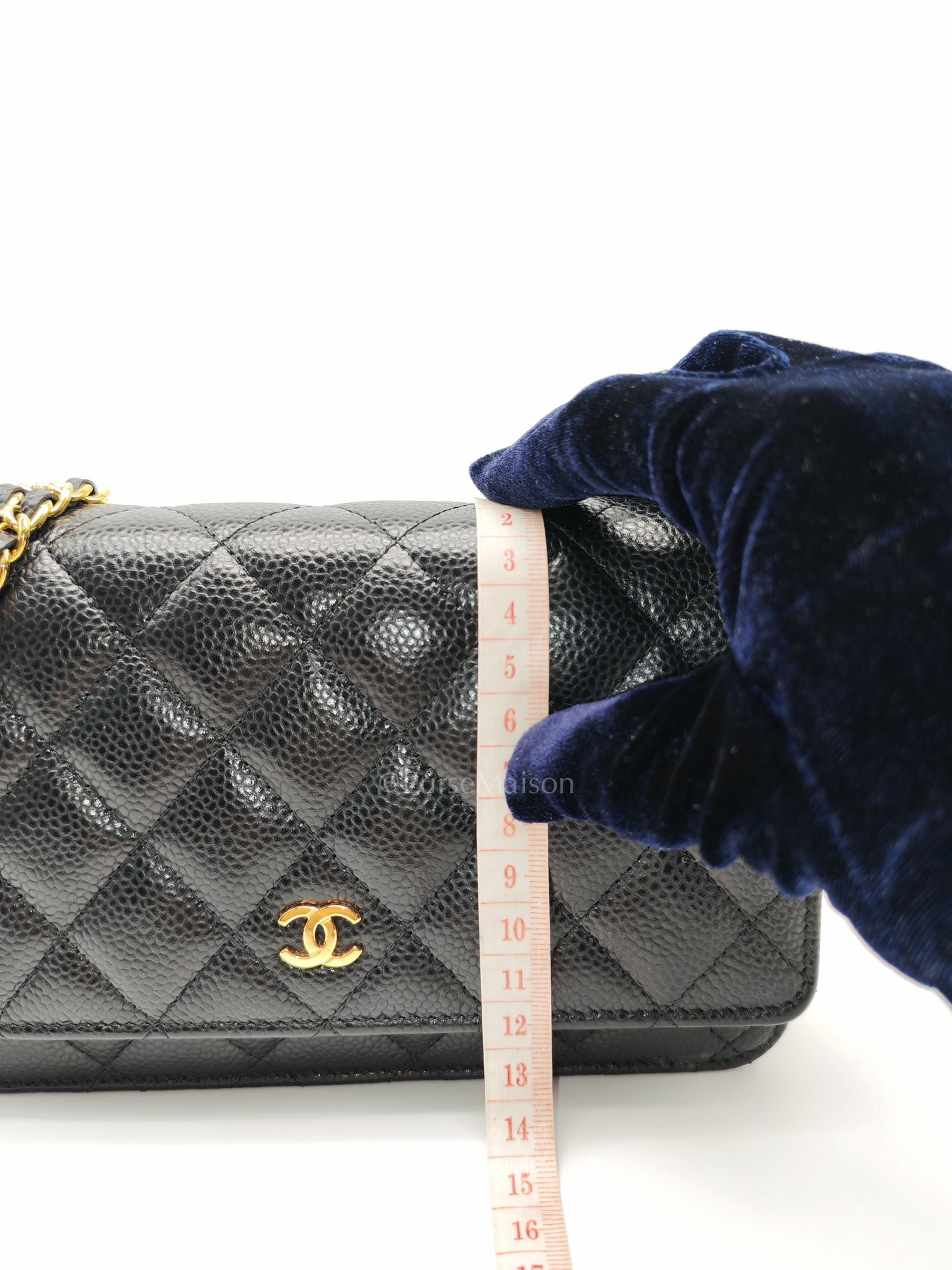 Chanel Classic Wallet on Chain in Black Quilted Caviar Leather and Gold Hardware Microchip