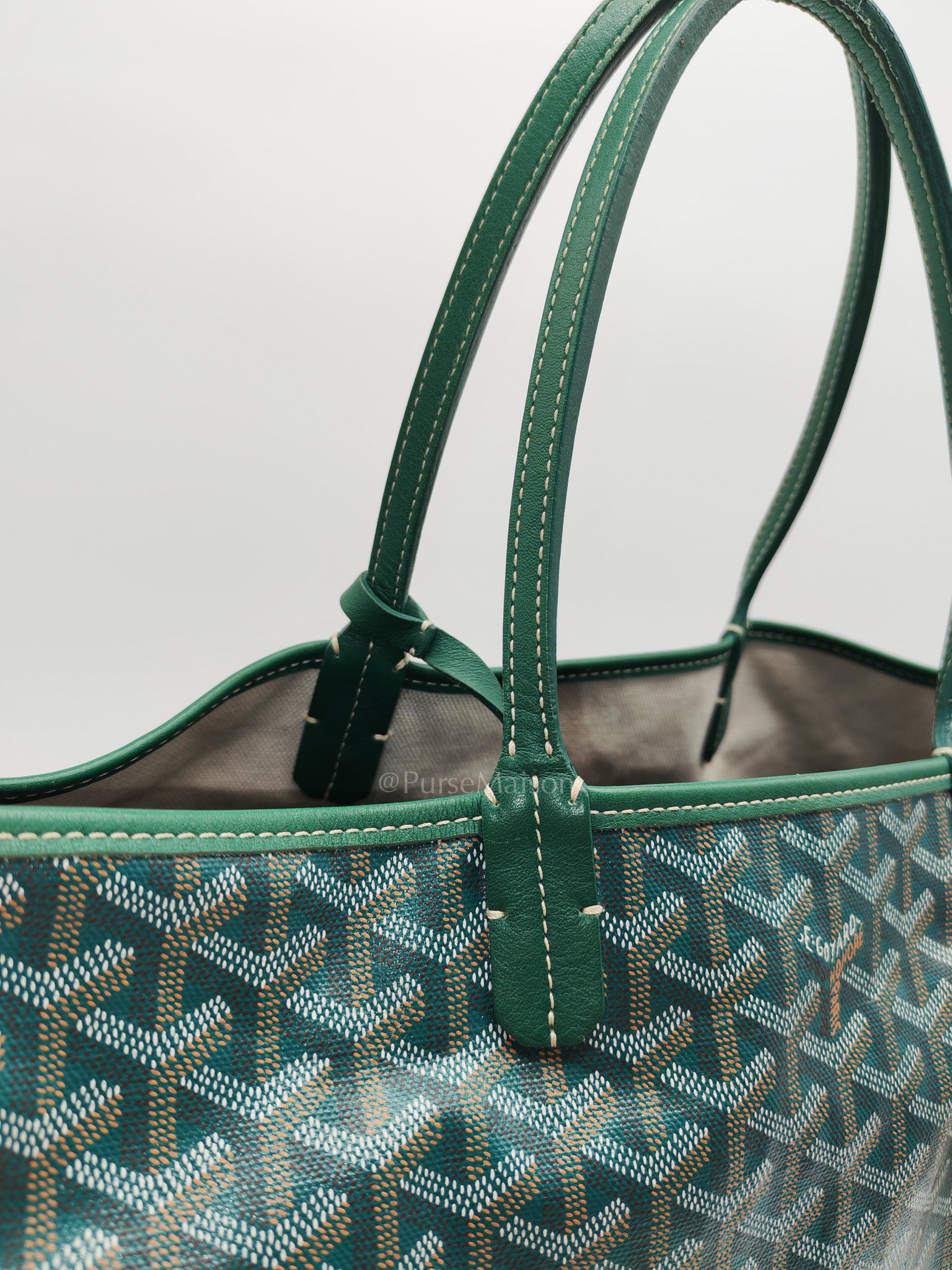 Goyard Saint Louis PM Tote Bag in Green Goyardine Canvas