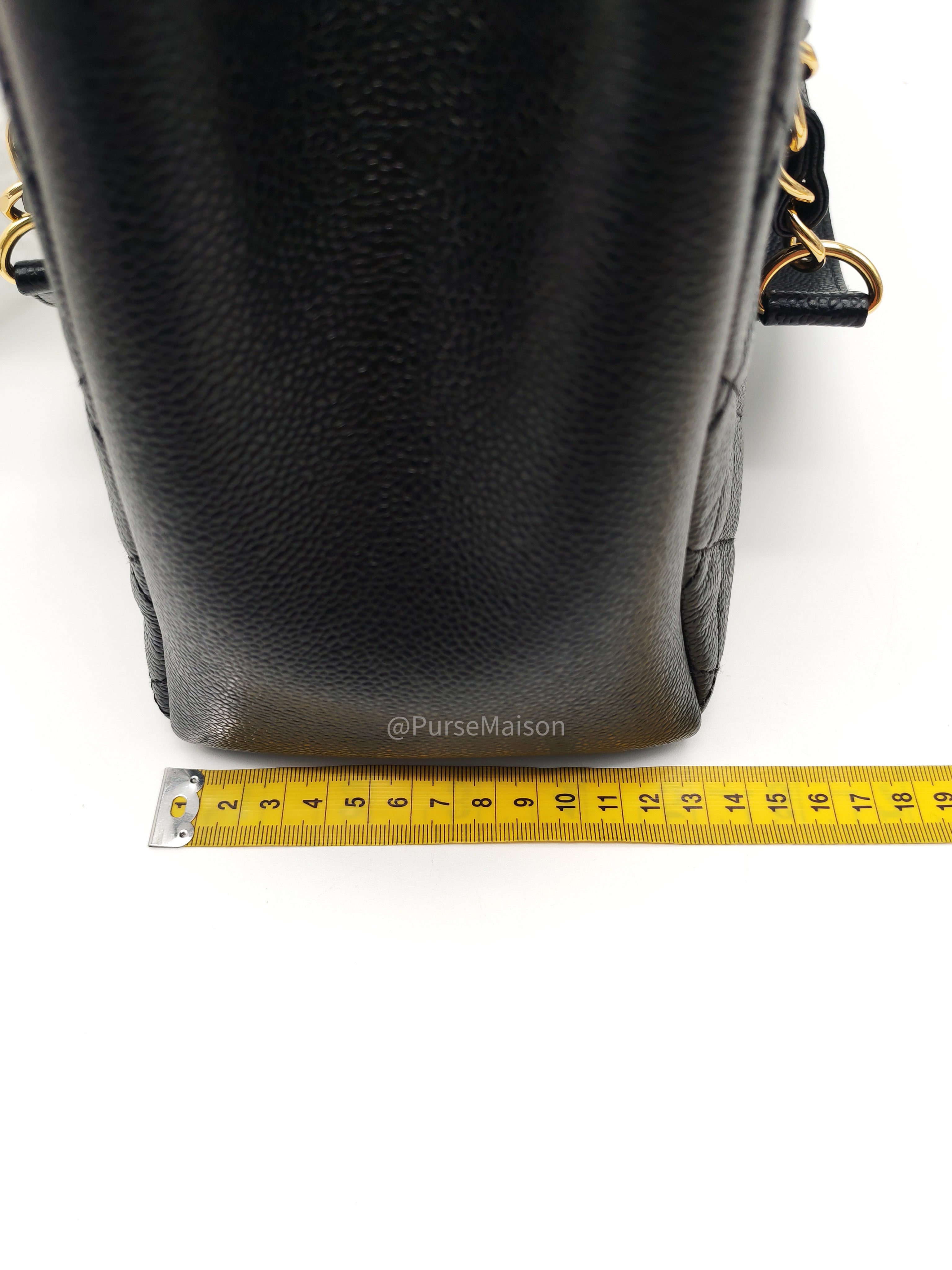 Chanel Grand Shopping Tote (GST) in Black Caviar Leather and Gold Hardware Series 18