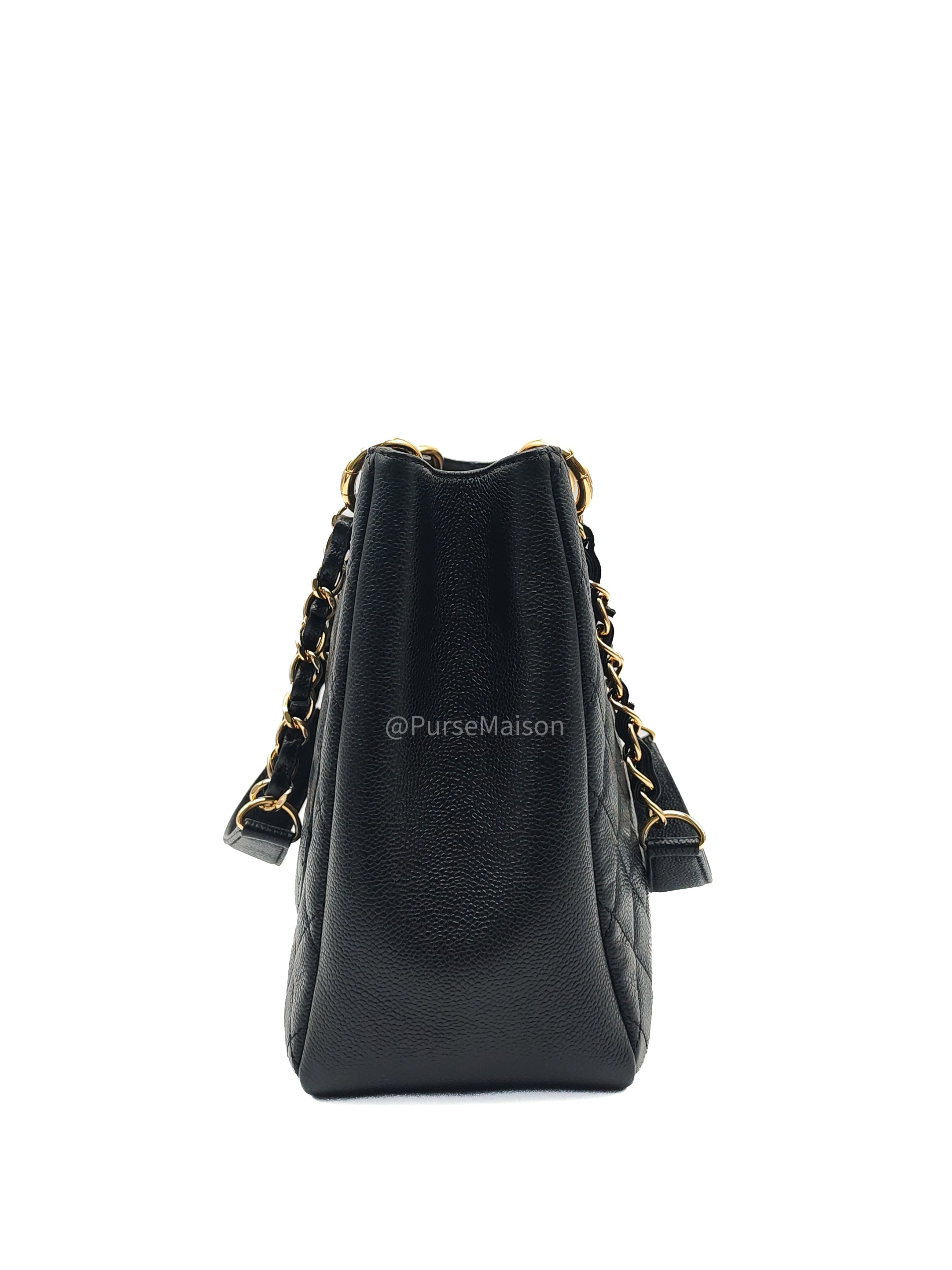 Chanel Grand Shopping Tote (GST) in Black Caviar Leather and Gold Hardware Series 18
